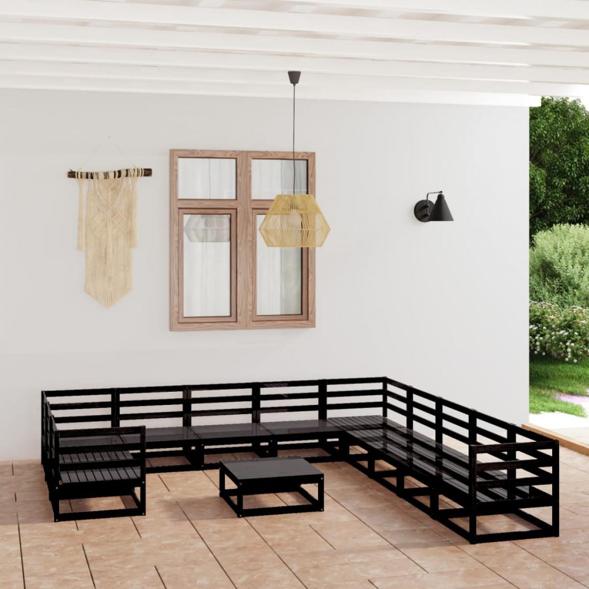 Juego de muebles de jardín 12 piezas madera maciza de pino