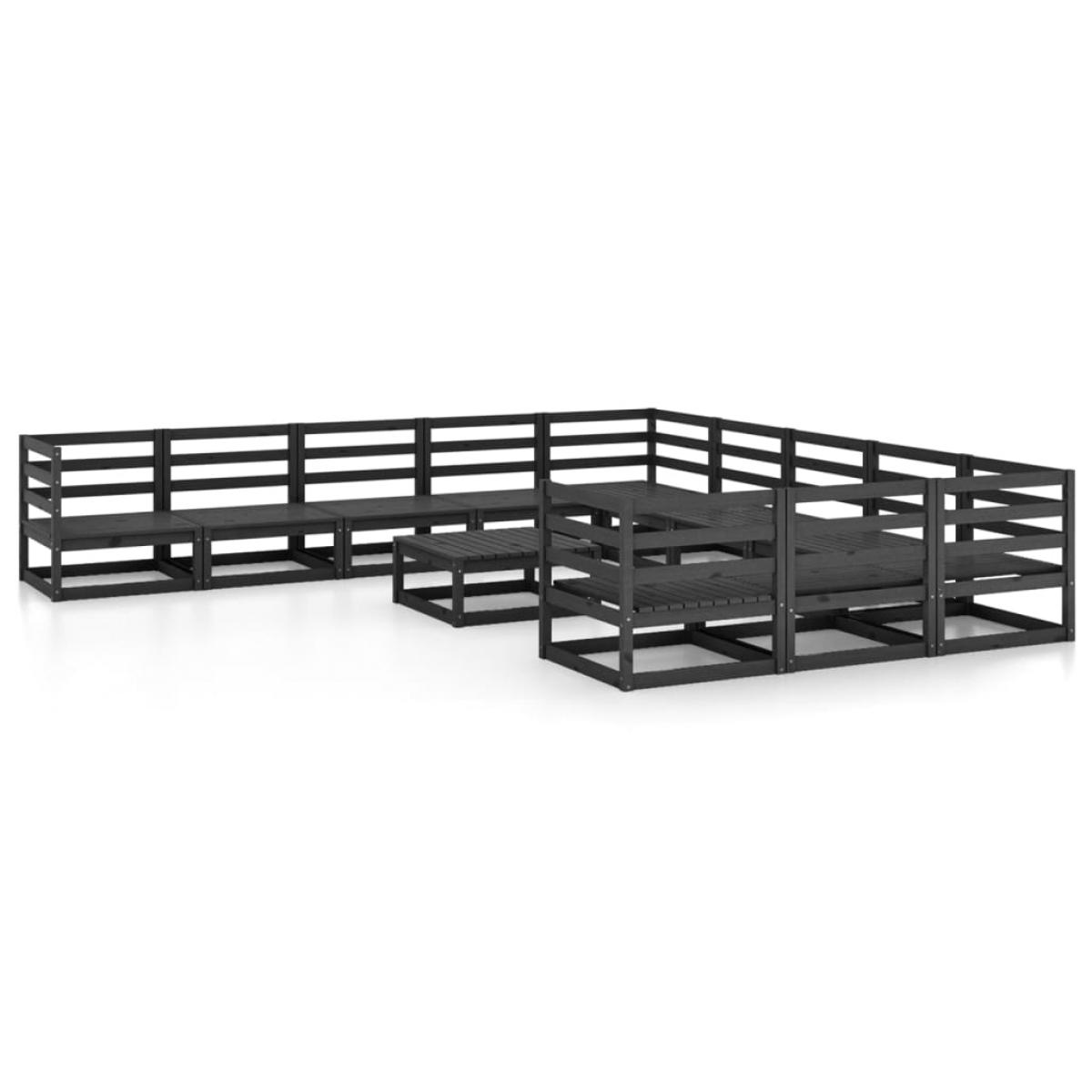 Juego de muebles de jardín 12 piezas madera maciza de pino