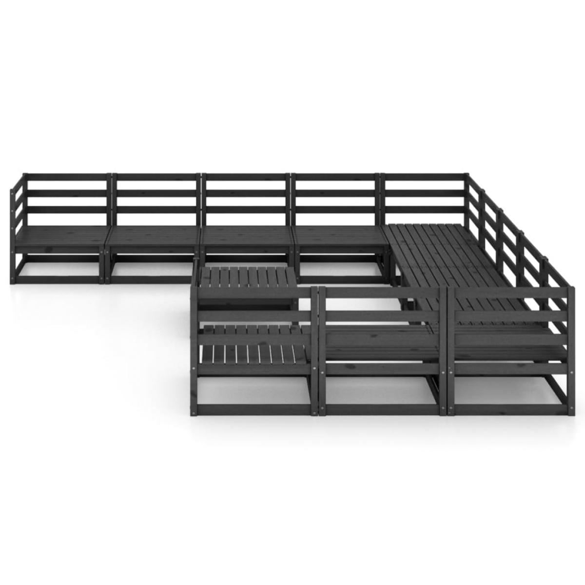 Juego de muebles de jardín 12 piezas madera maciza de pino