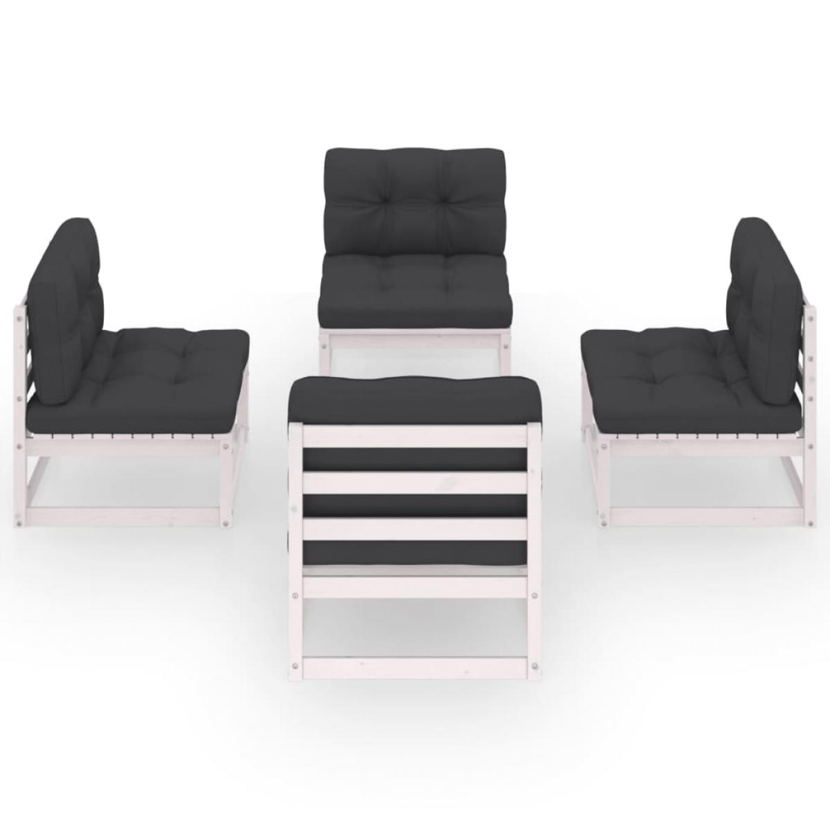 Juego de muebles de jardín 4 pzas madera pino maciza y cojines