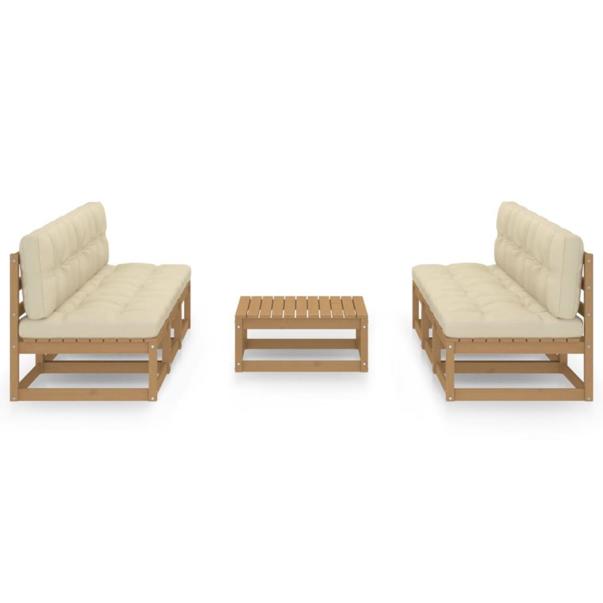Muebles de jardín 7 piezas con cojines de madera de pino maciza