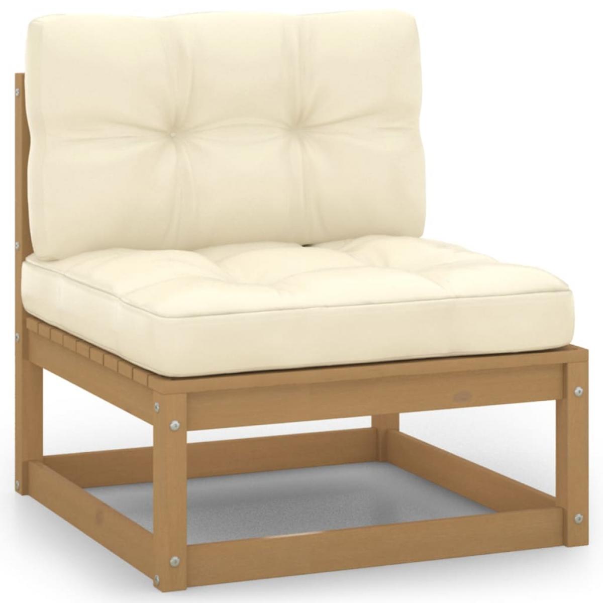 Muebles de jardín 7 piezas con cojines de madera de pino maciza