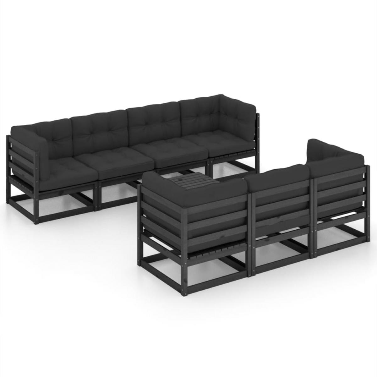 Juego de muebles de jardín 8 pzas y cojines madera pino maciza