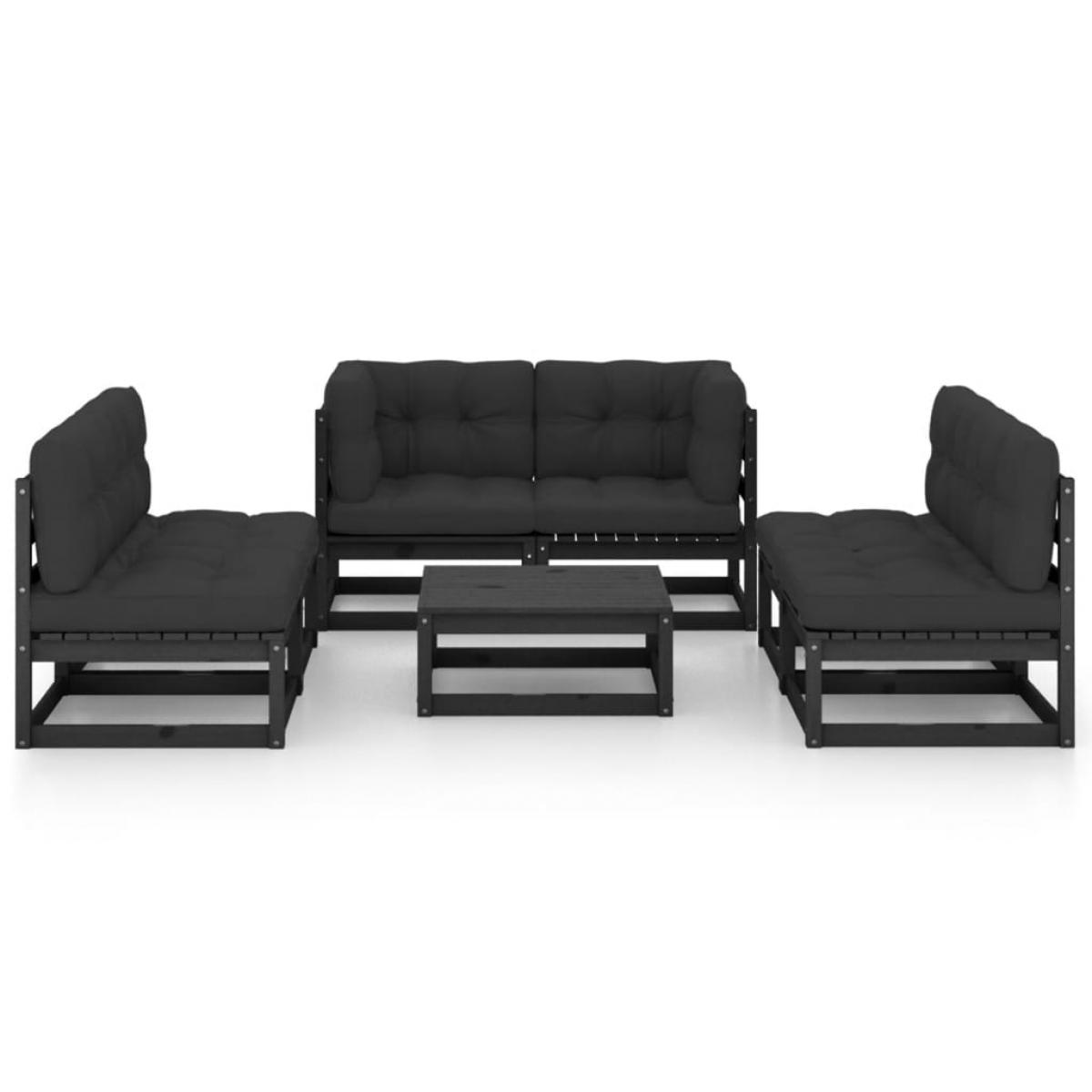 Juego de muebles de jardín 7 pzas y cojines madera pino maciza