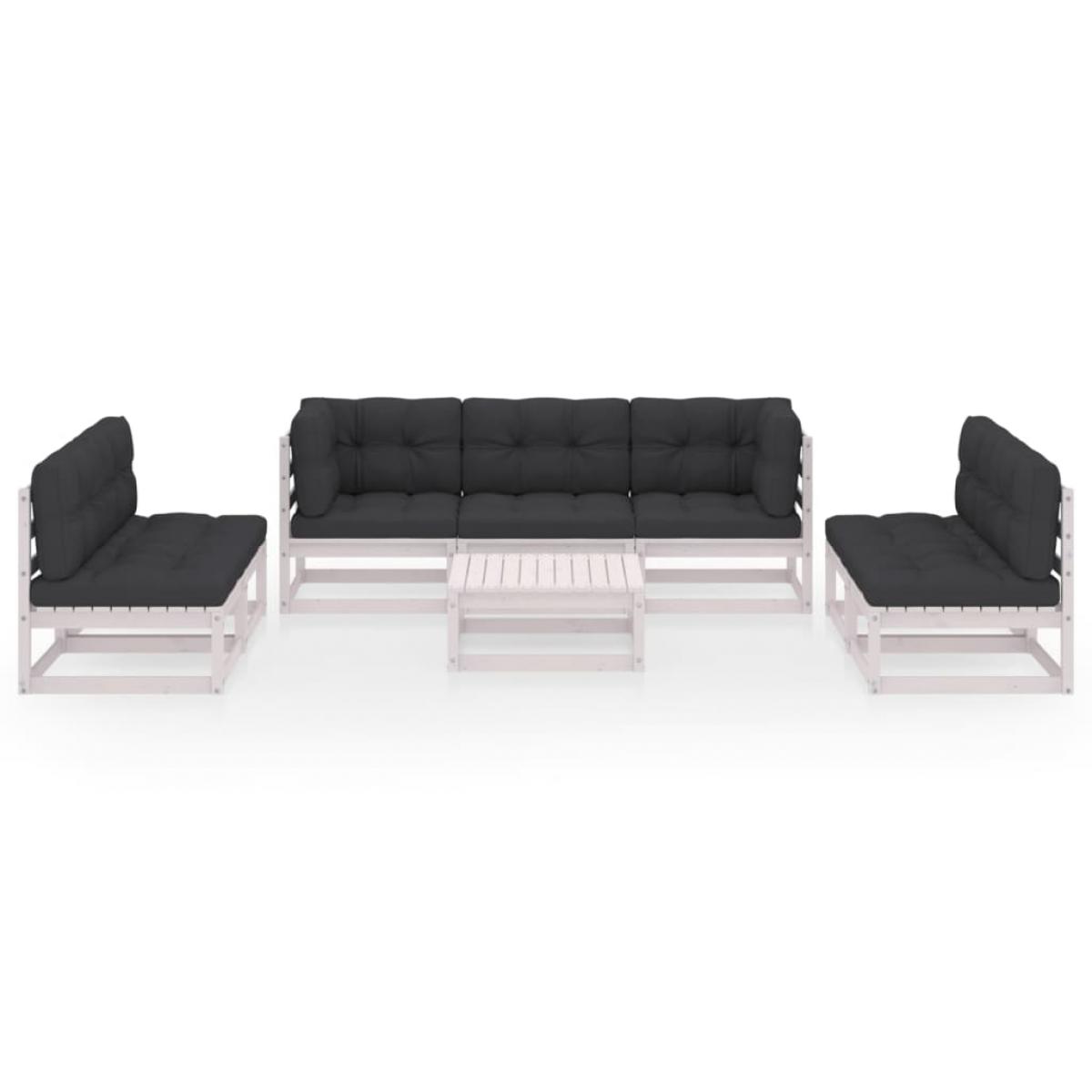 Muebles de jardín 8 piezas con cojines de madera de pino maciza