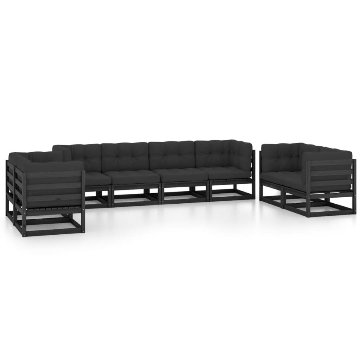 Juego de muebles de jardín 8 pzas y cojines madera pino maciza