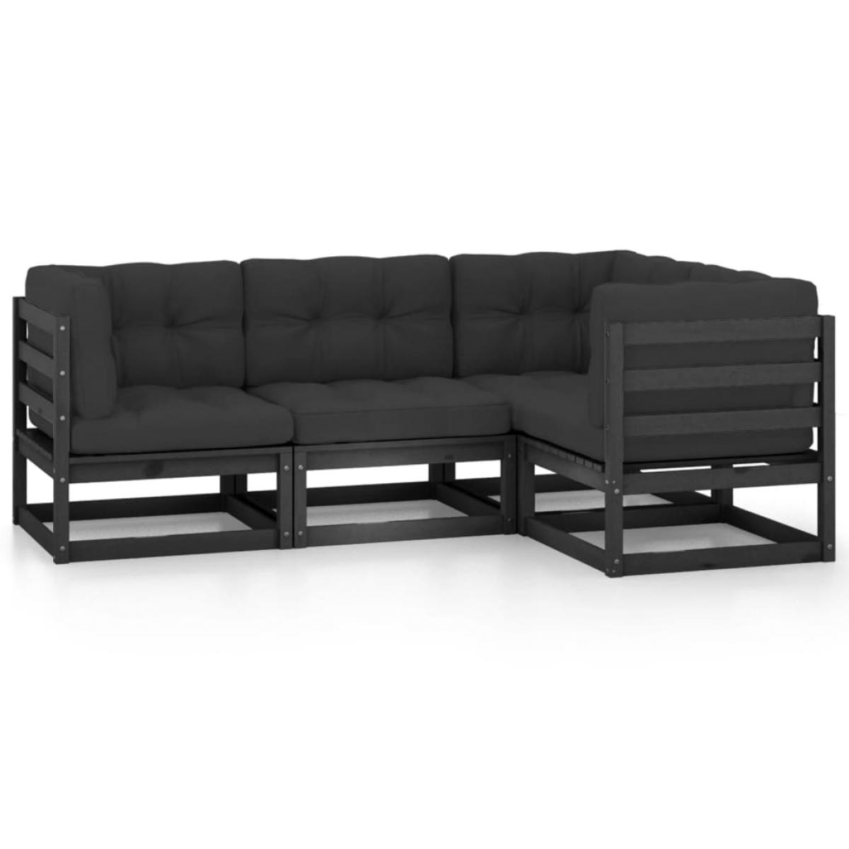 Juego de muebles de jardín 4 pzas y cojines madera pino maciza