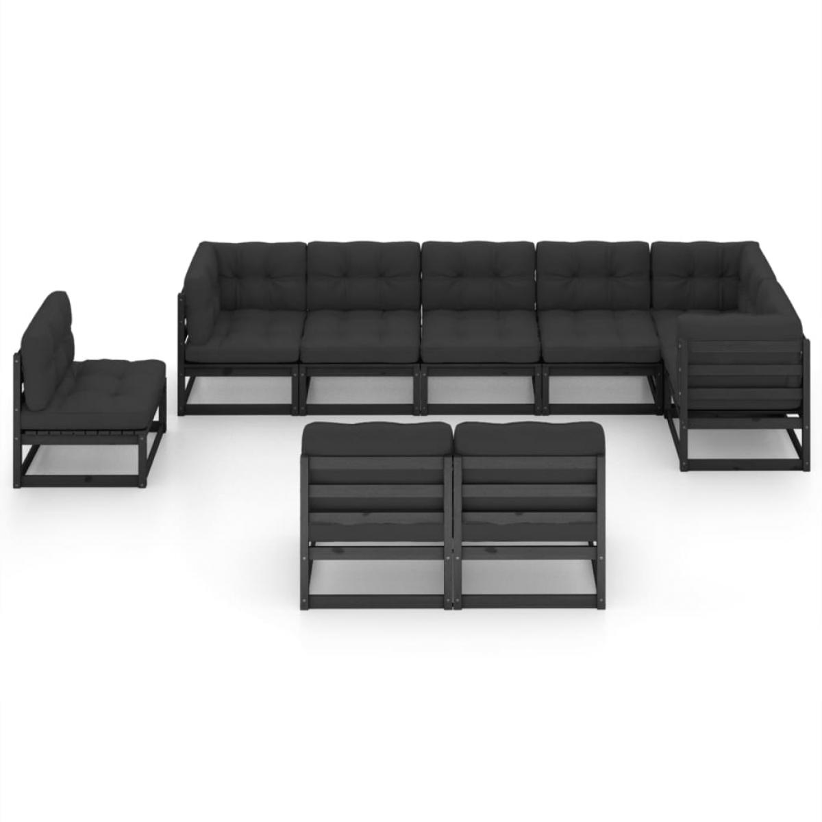Juego de muebles de jardín 9 pzas y cojines madera maciza pino
