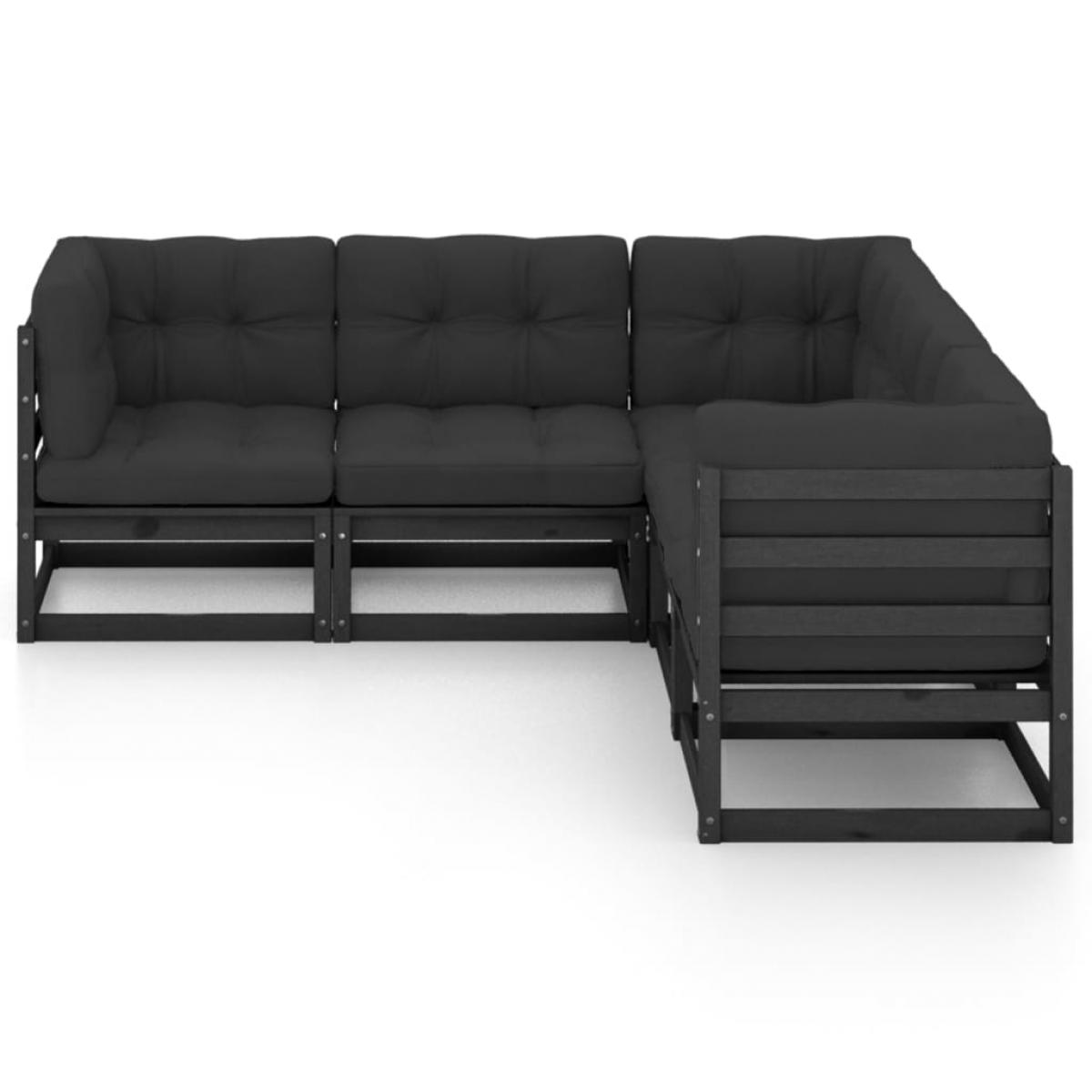 Juego de muebles de jardín 5 pzas y cojines madera pino maciza