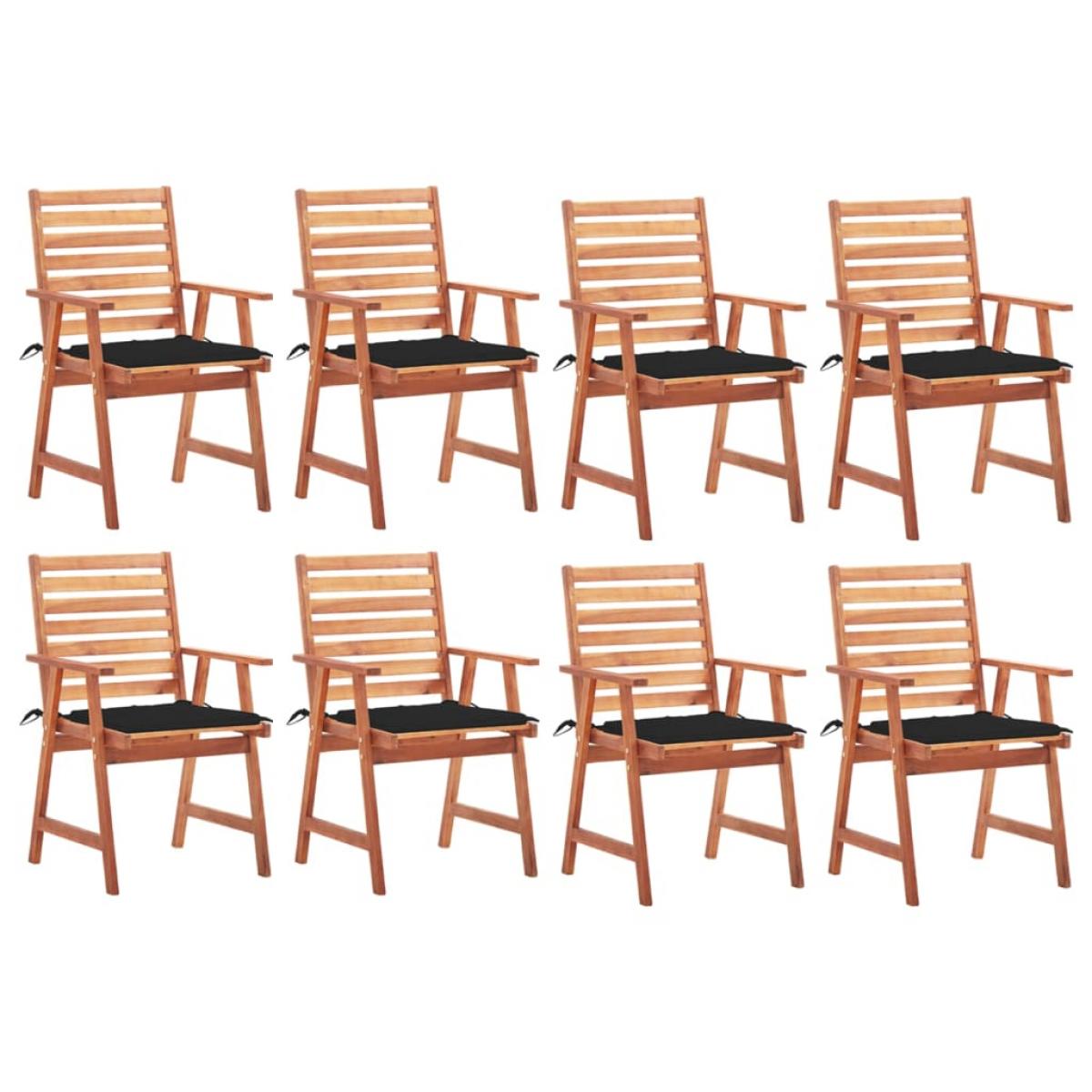 Sillas comedor de jardín y cojines 8 uds madera maciza acacia