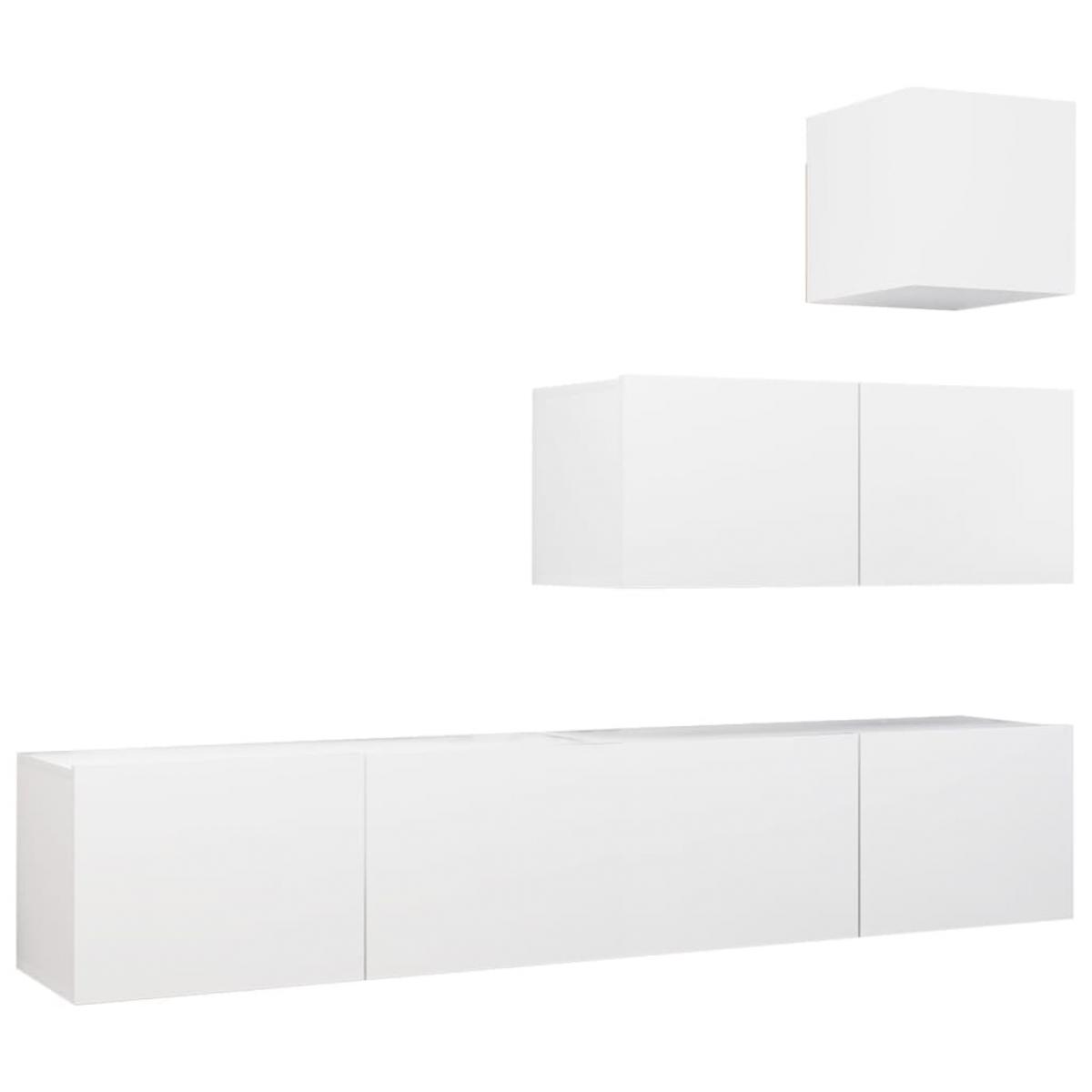 Set de muebles de salón TV 4 piezas madera de ingeniería blanco