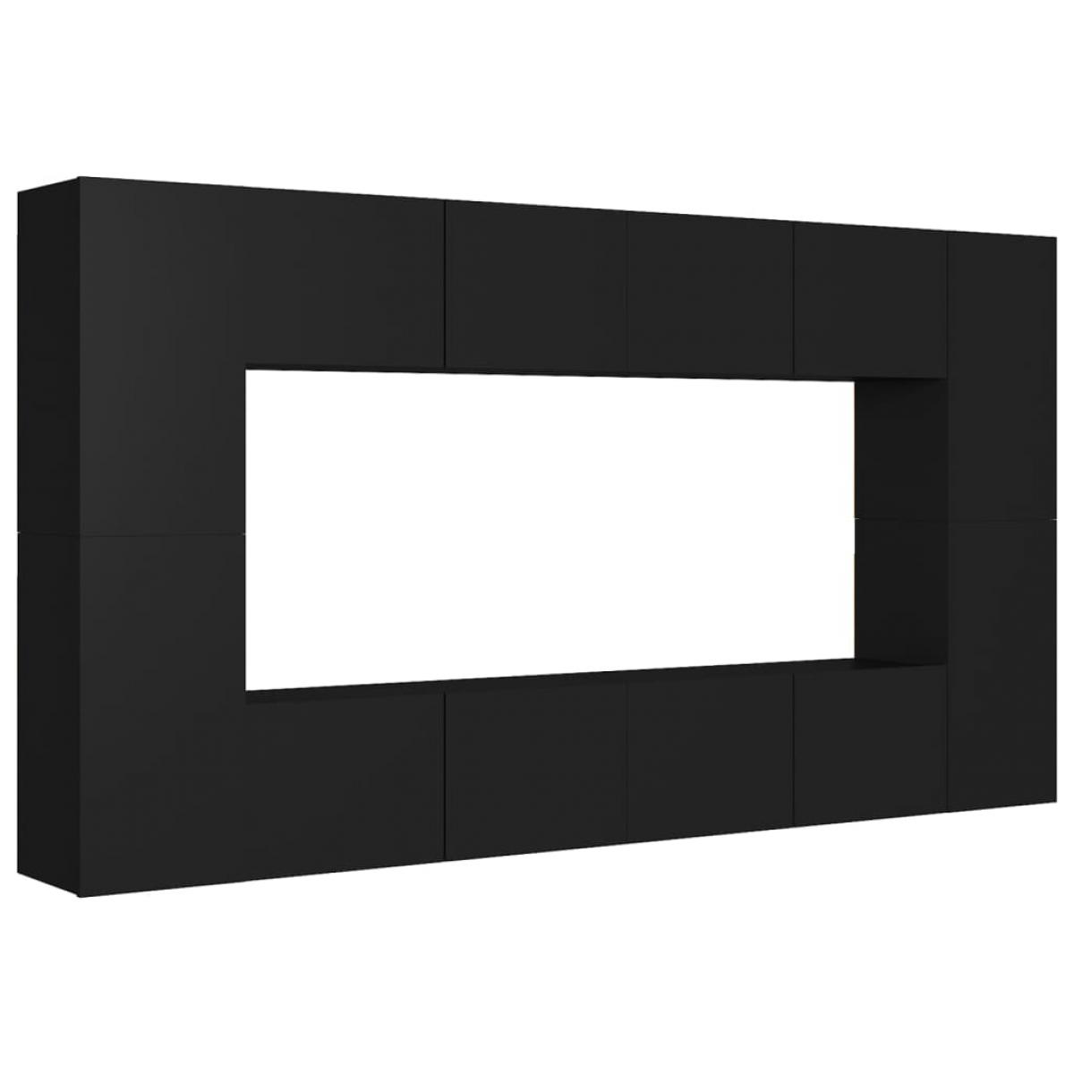 Set de muebles de salón TV 8 piezas madera ingeniería negro