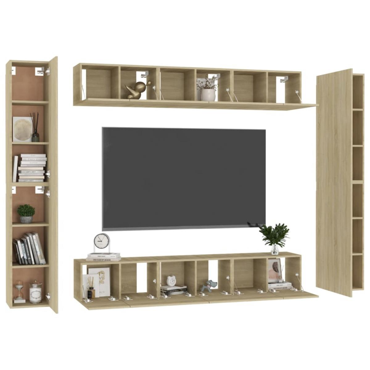 Set de muebles salón TV 10 pzas madera ingeniería roble Sonoma