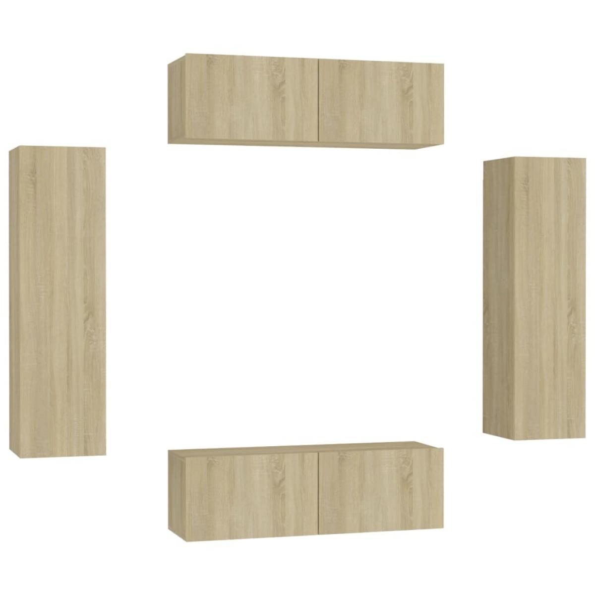 Juego de muebles de salón 4 piezas roble Sonoma