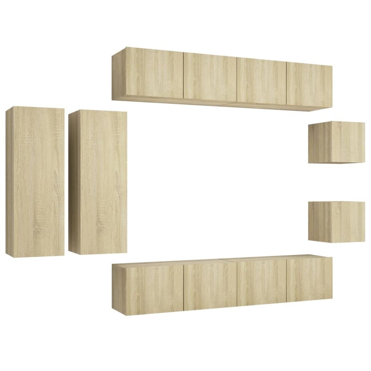 Set de muebles salón TV 8 pzas madera ingeniería roble Sonoma