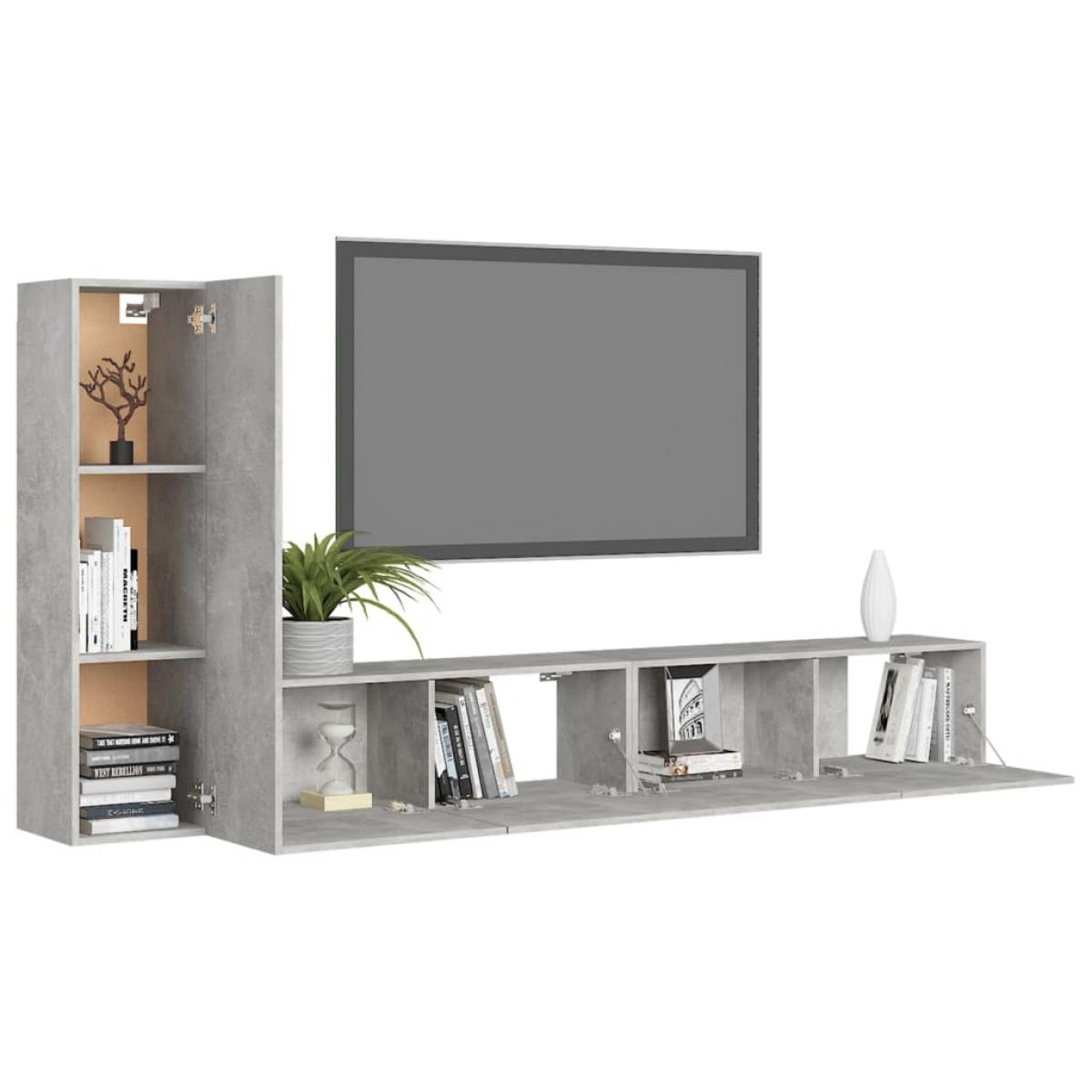 Set muebles de salón TV 3 pzas madera ingeniería gris hormigón