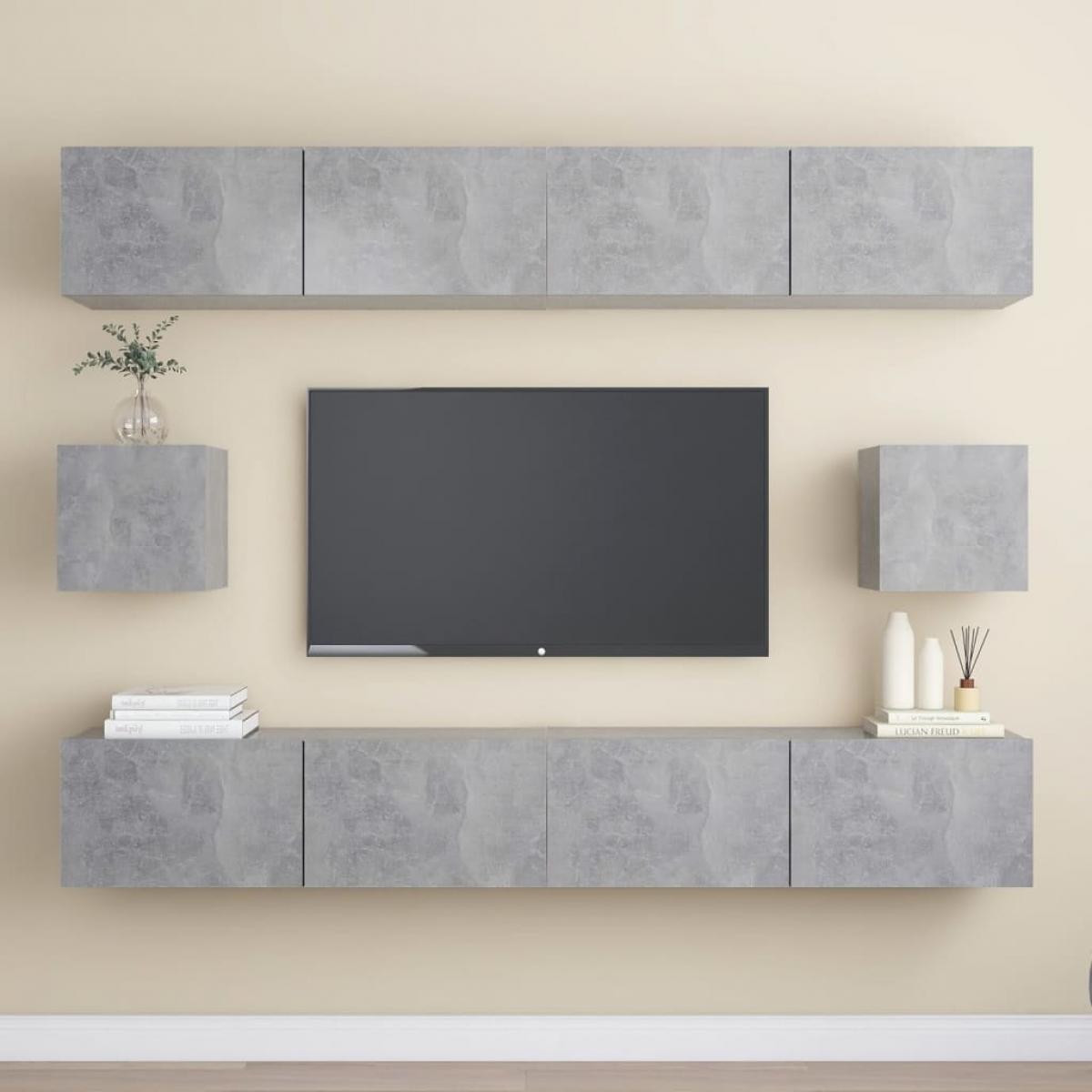 Juego de muebles de salón 6 piezas gris hormigón