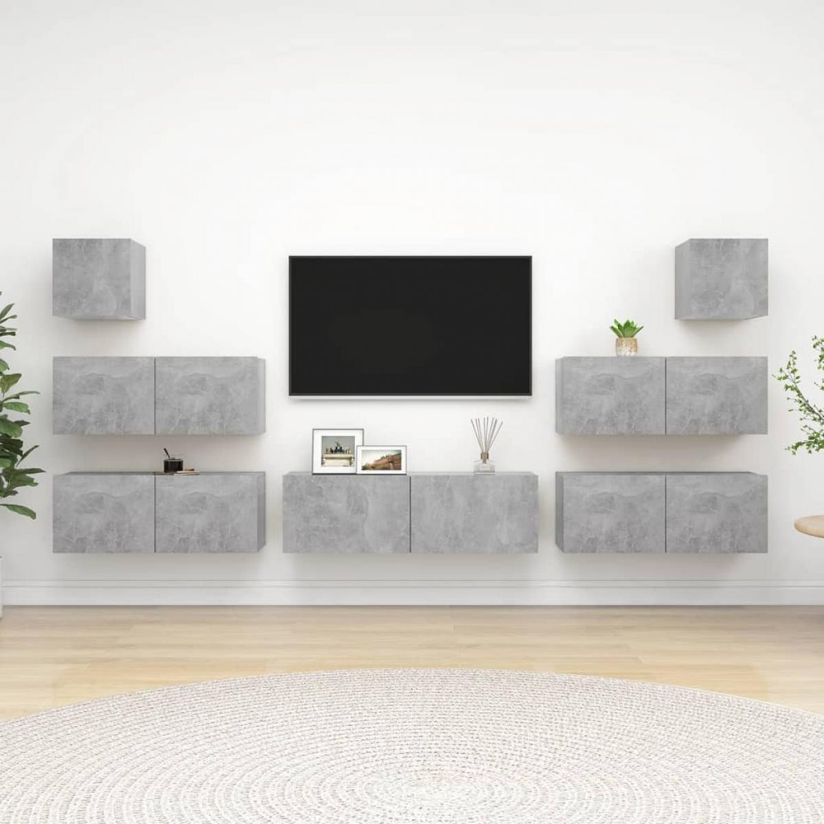 Set de muebles de salón 7 pzas madera ingeniería gris hormigón