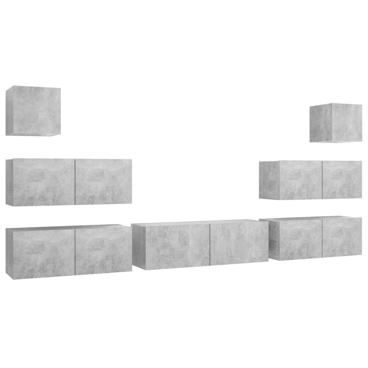 Set de muebles de salón 7 pzas madera ingeniería gris hormigón
