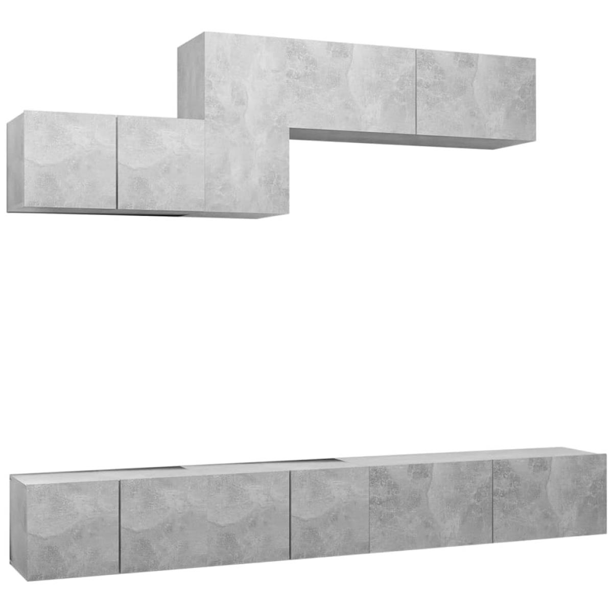 Set muebles de salón TV 6 pzas madera ingeniería gris hormigón