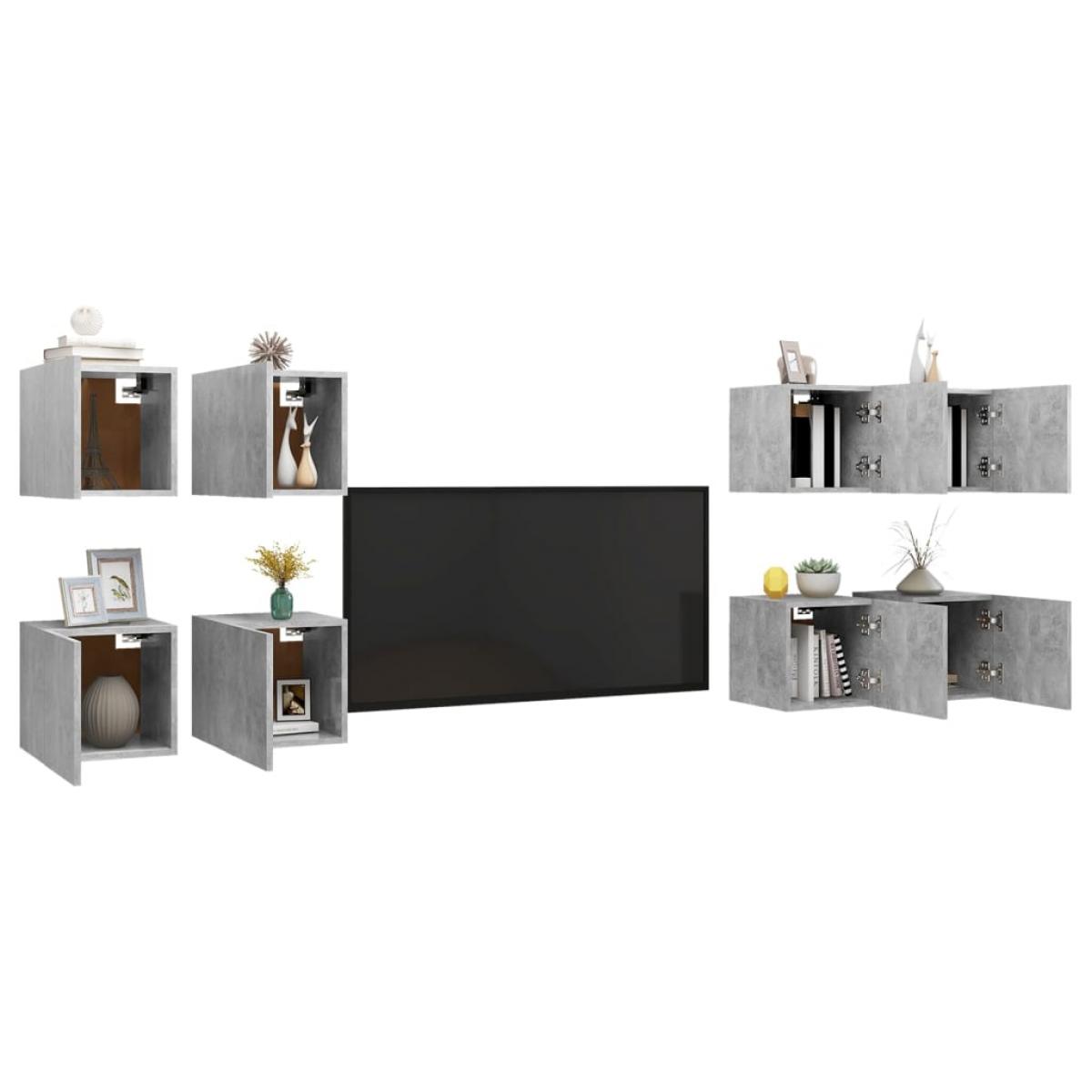 Muebles de pared para TV 8 unidades gris hormigón 30,5x30x30 cm