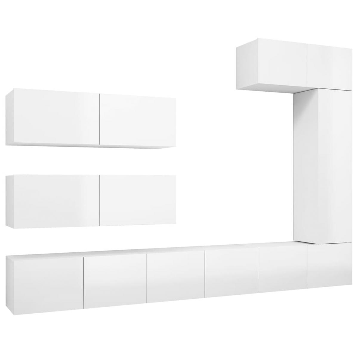 Set de muebles de salón 7 pzas madera ingeniería blanco brillo