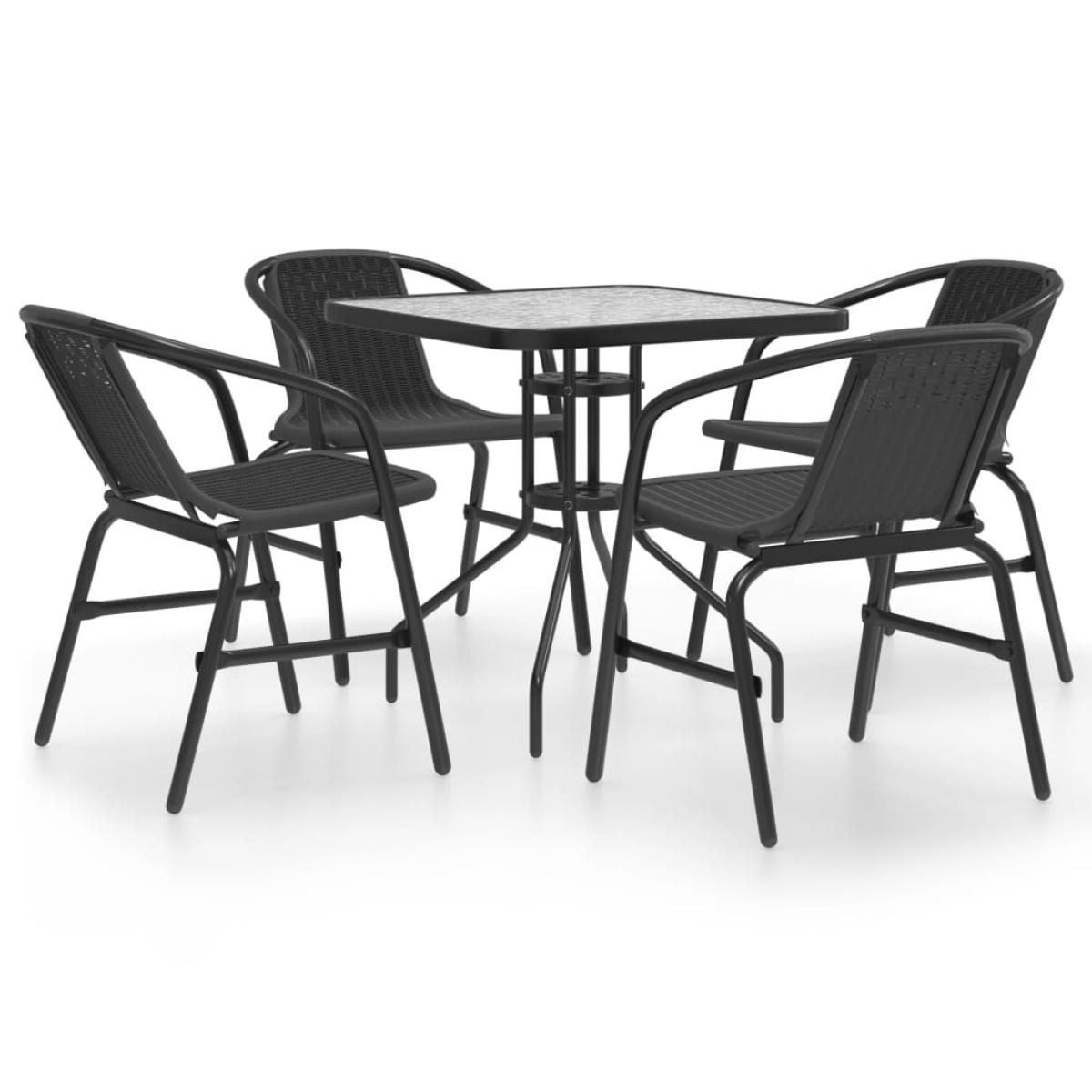 Juego de comedor de jardín de 5 piezas negro