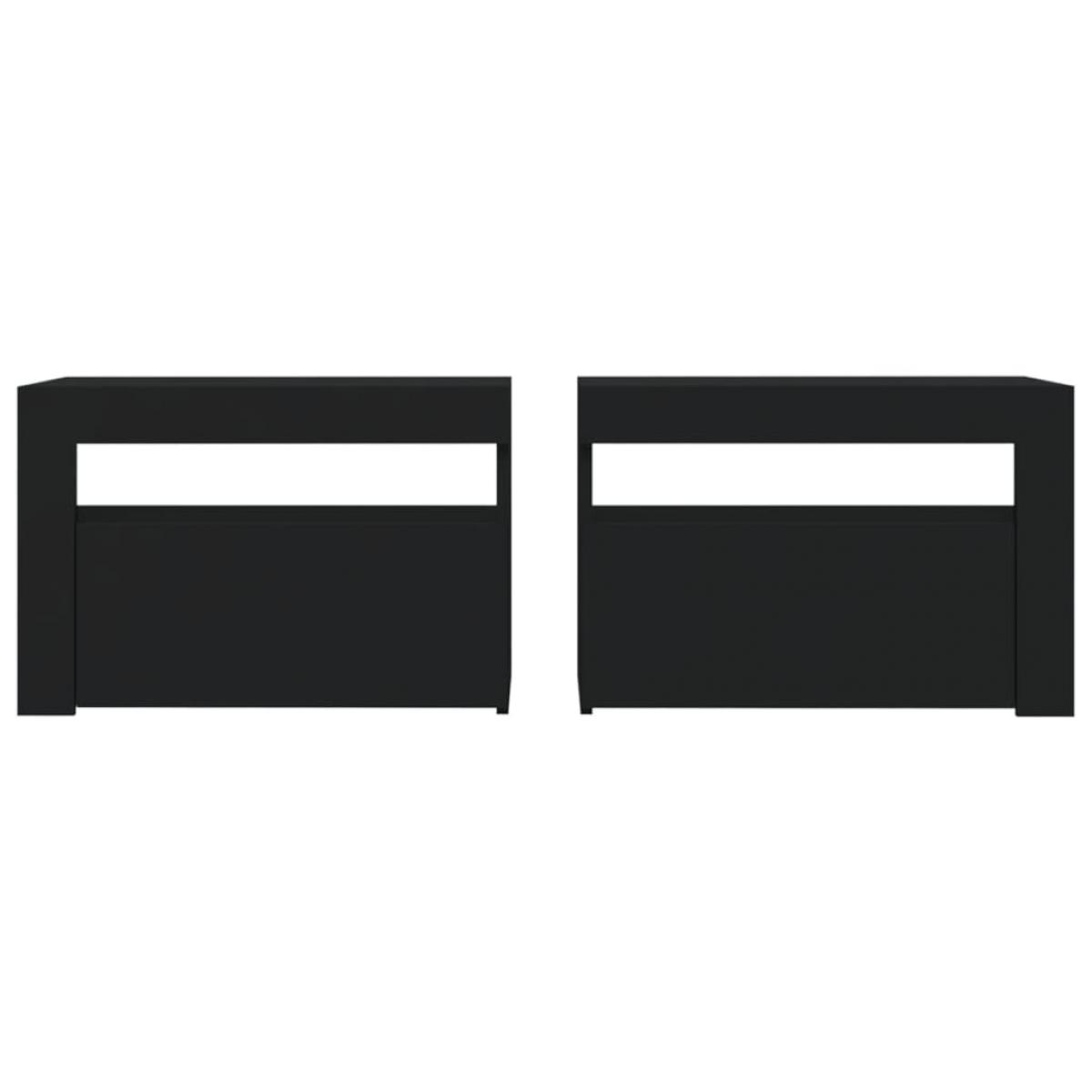 Mesitas de noche con luces LED 2 uds negro 60x35x40 cm