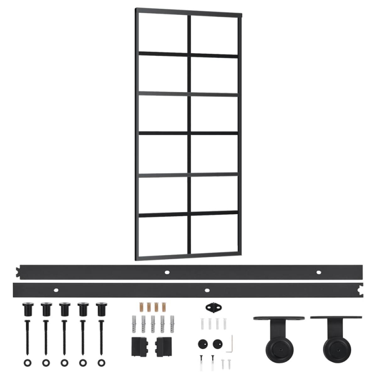 Puerta corredera con herrajes ESG vidrio y aluminio 90x205 cm