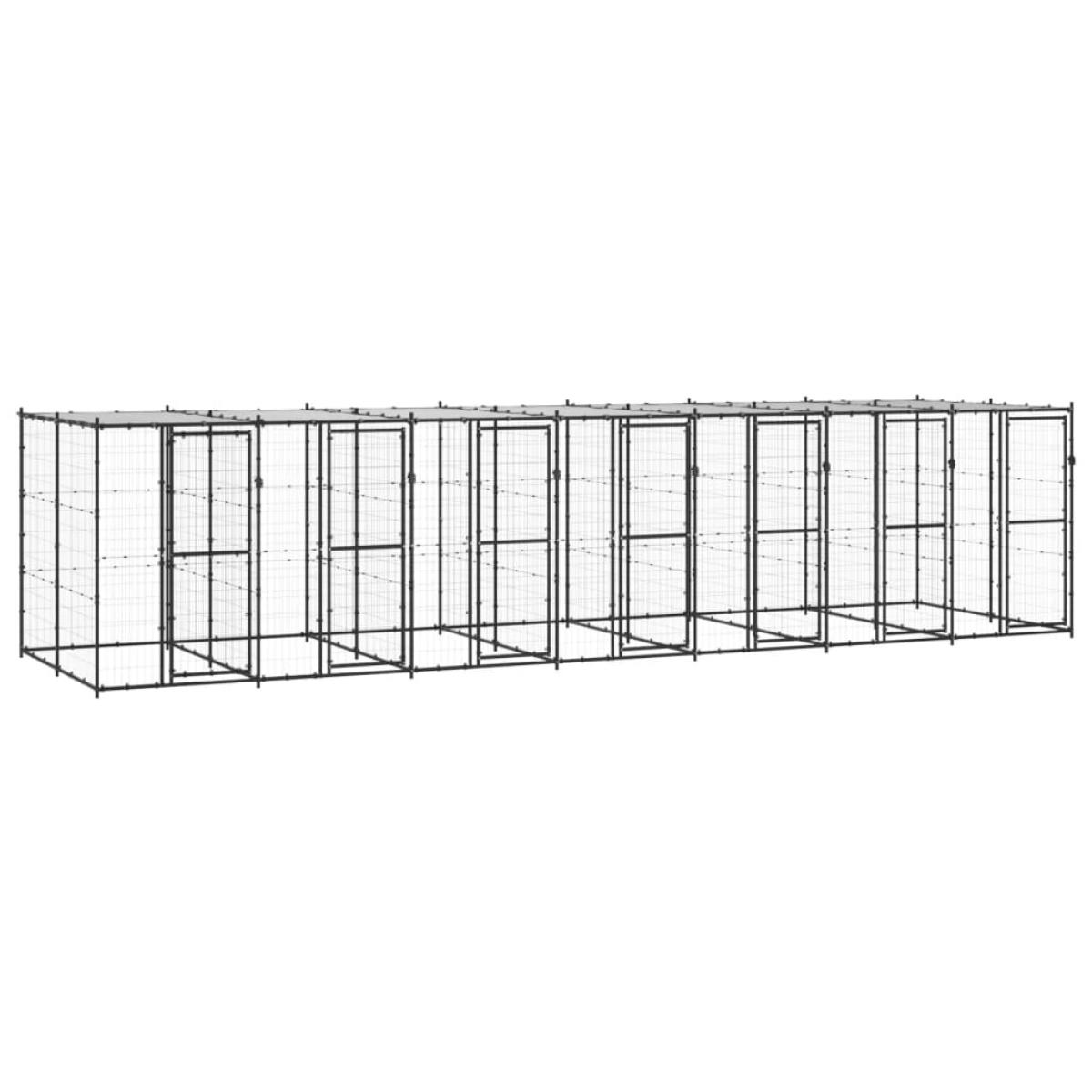 Perrera de exterior de acero con techo 16,94 m²