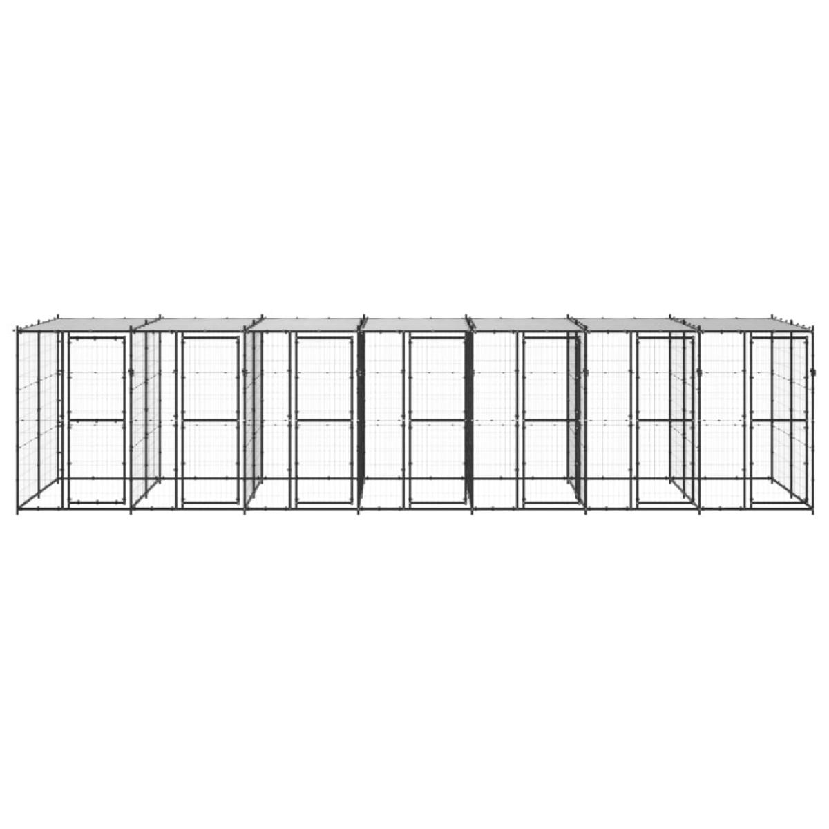 Perrera de exterior de acero con techo 16,94 m²