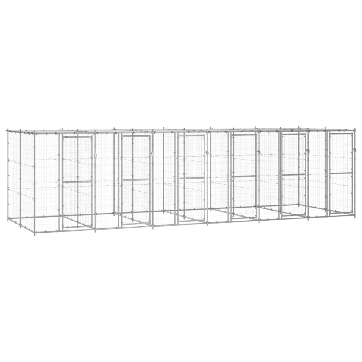 Perrera de exterior de acero galvanizado con techo 14,52 m²