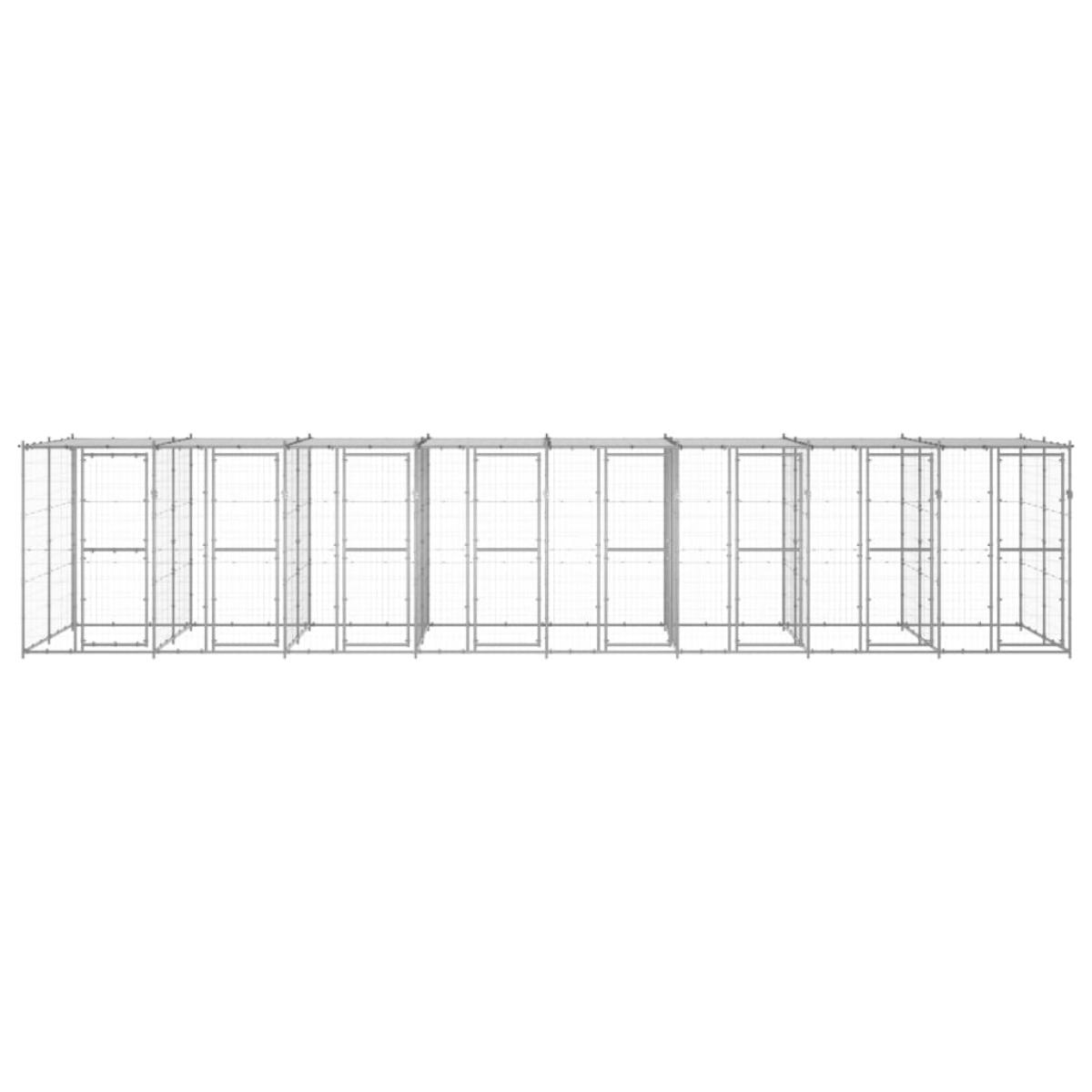 Perrera de exterior de acero galvanizado con techo 19,36 m²
