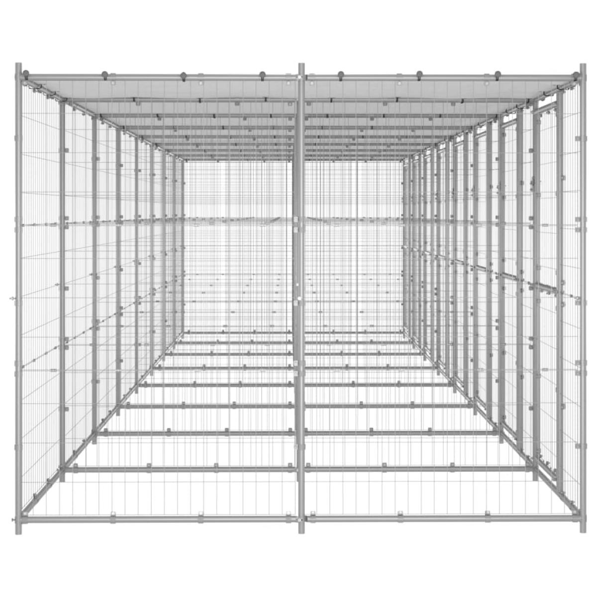 Perrera de exterior de acero galvanizado con techo 19,36 m²