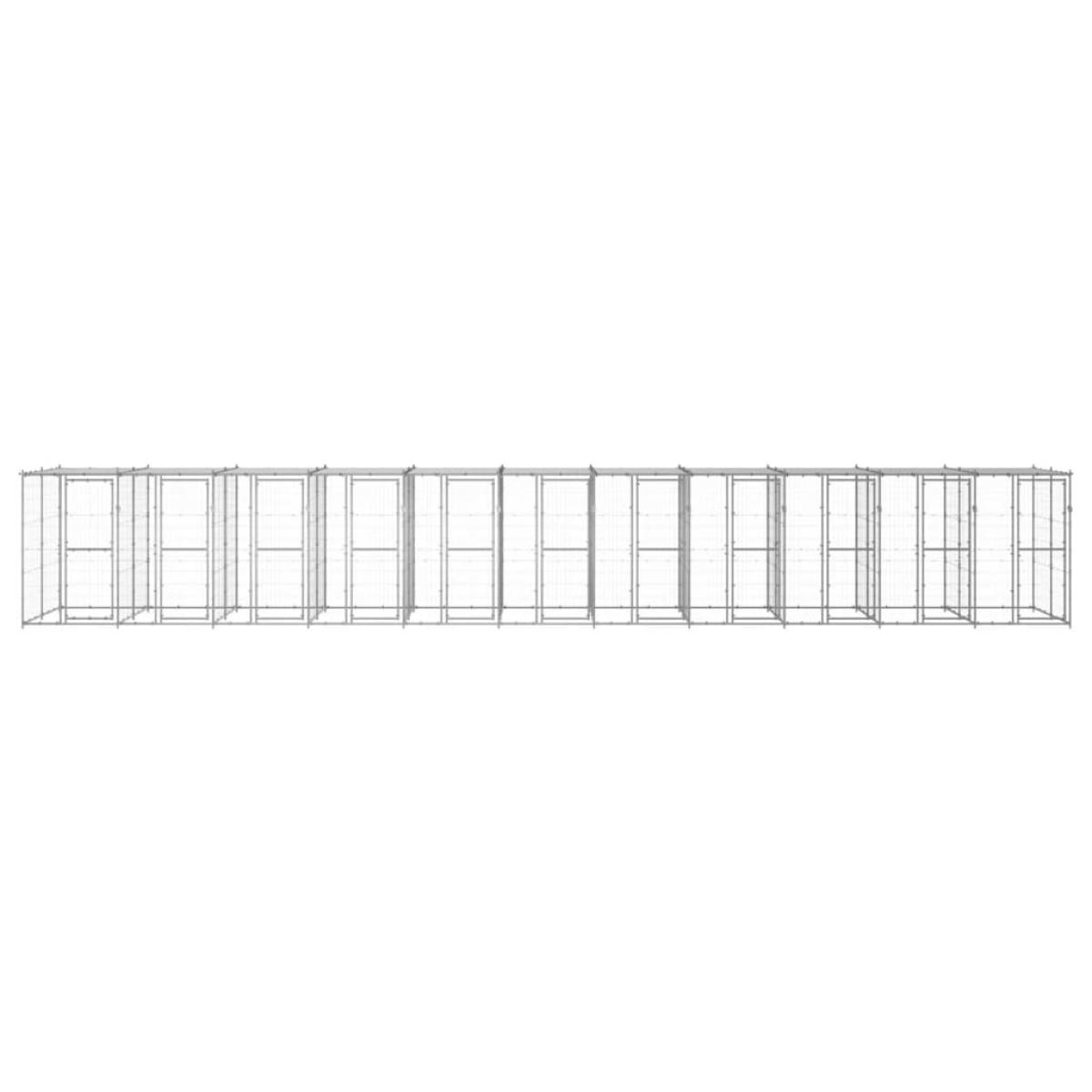 Perrera de exterior de acero galvanizado con techo 26,62 m²