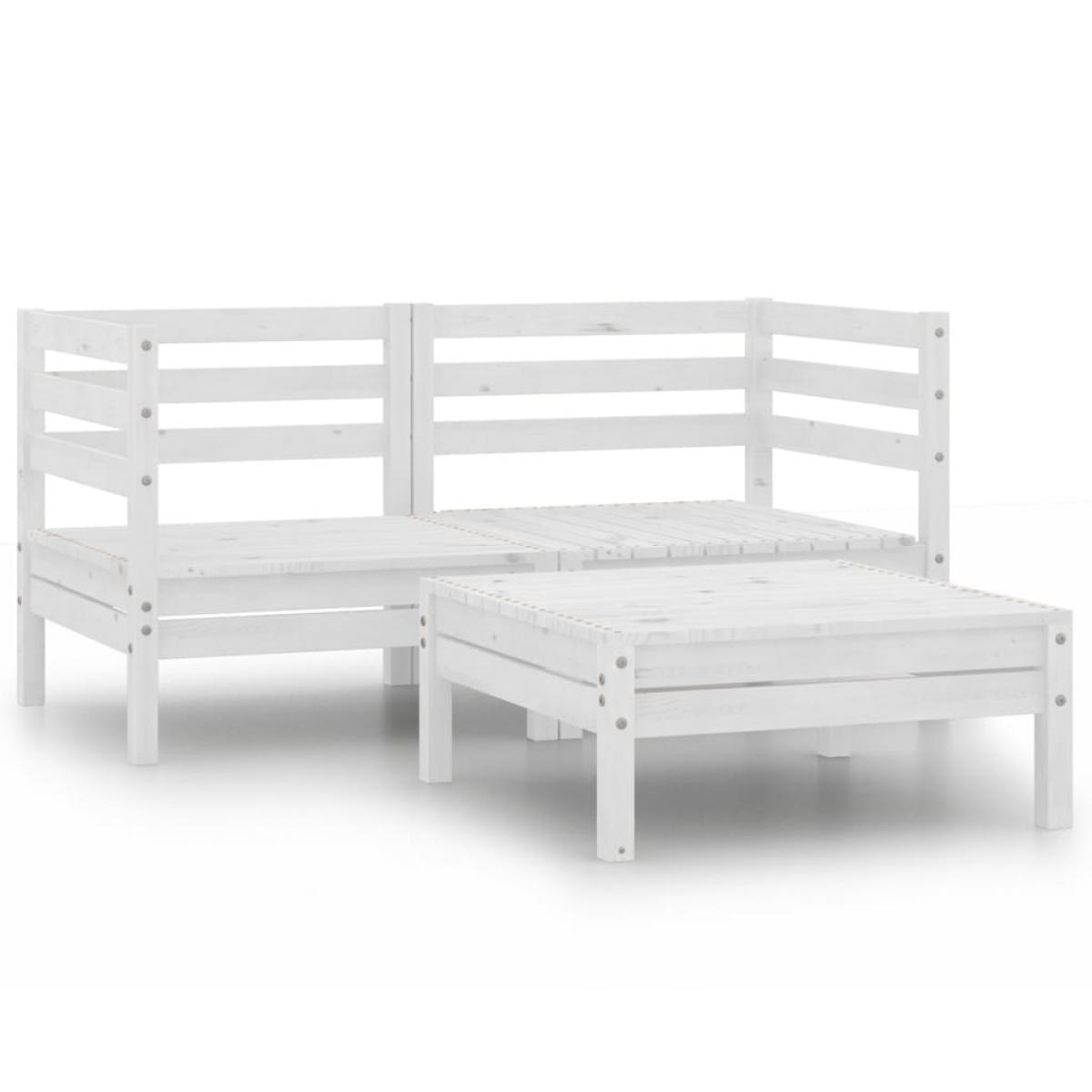 Juego de muebles de jardín 3 pzas madera maciza de pino blanco