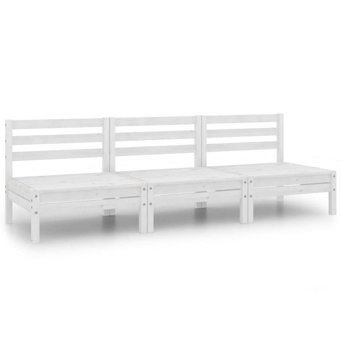 Juego de muebles de jardín 3 piezas madera maciza pino blanco