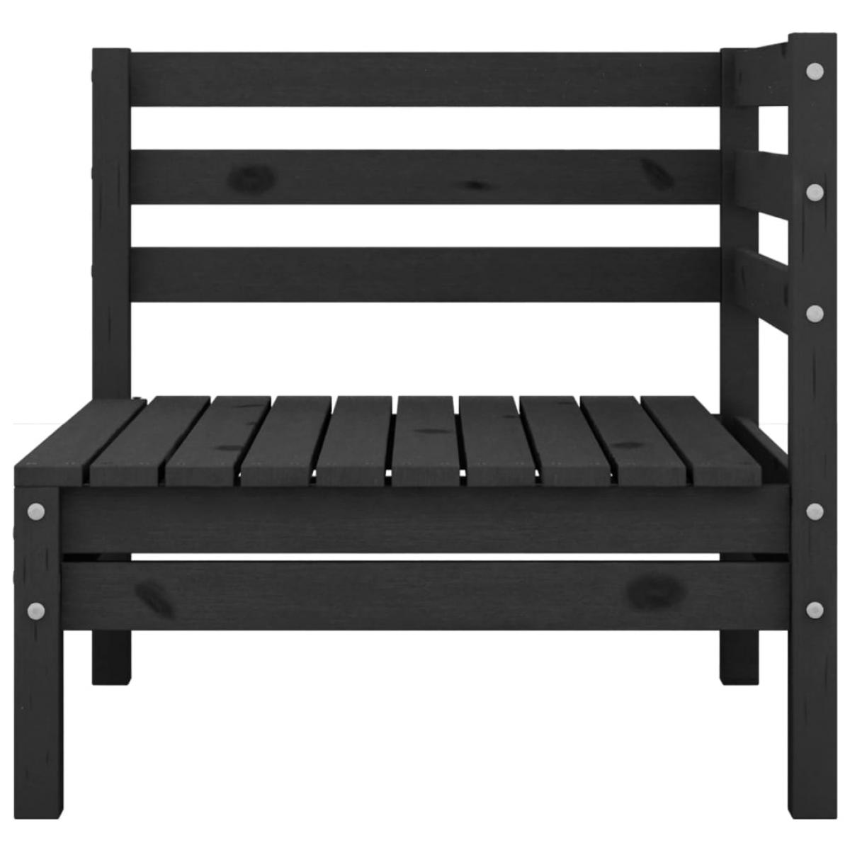 Juego de muebles de jardín 3 pzas y cojines negro madera pino