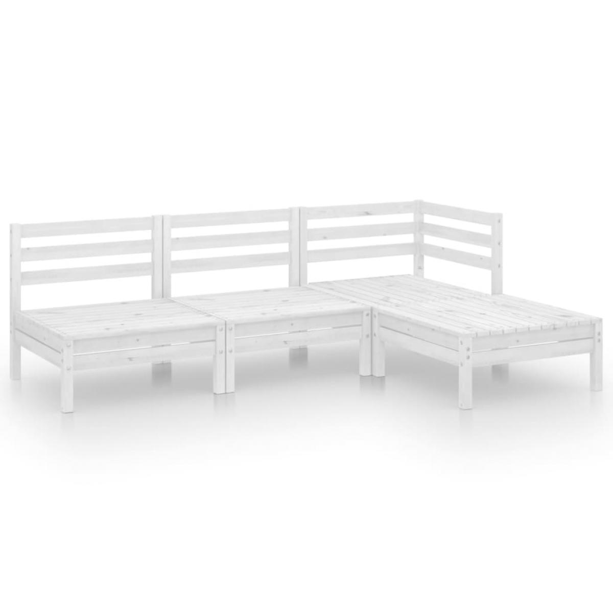 Juego de muebles de jardín 4 piezas madera maciza pino blanco