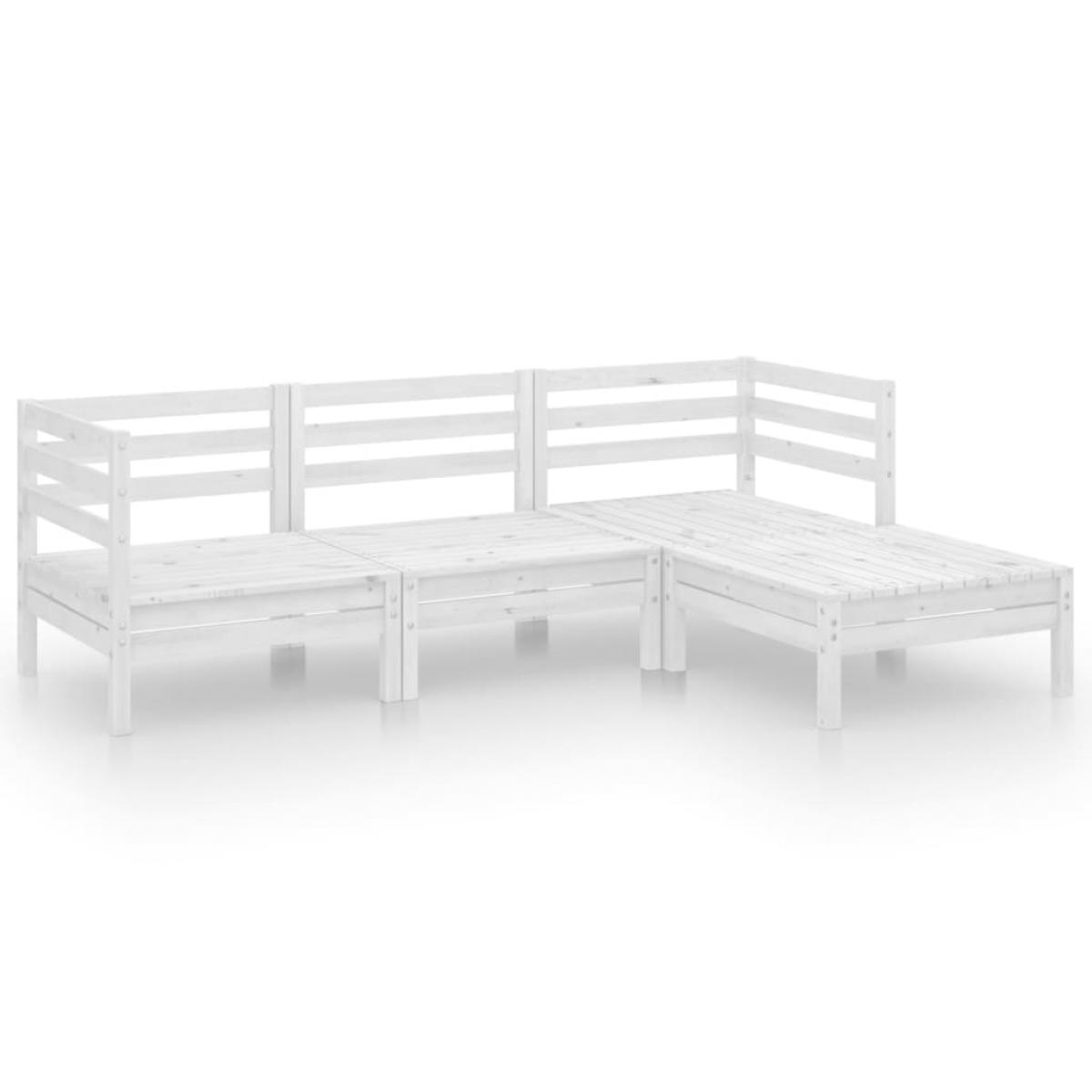 Juego de muebles de jardín 4 piezas madera maciza pino blanco