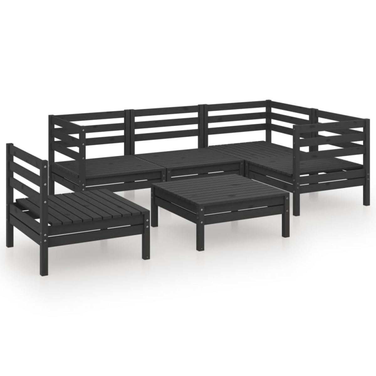 Juego de muebles de jardín 6 pzas madera de pino maciza negro
