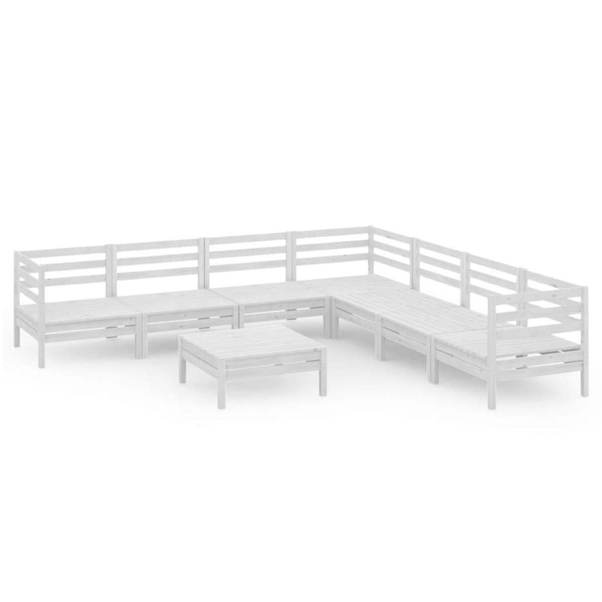 Juego de muebles de jardín 8 piezas madera maciza pino blanco