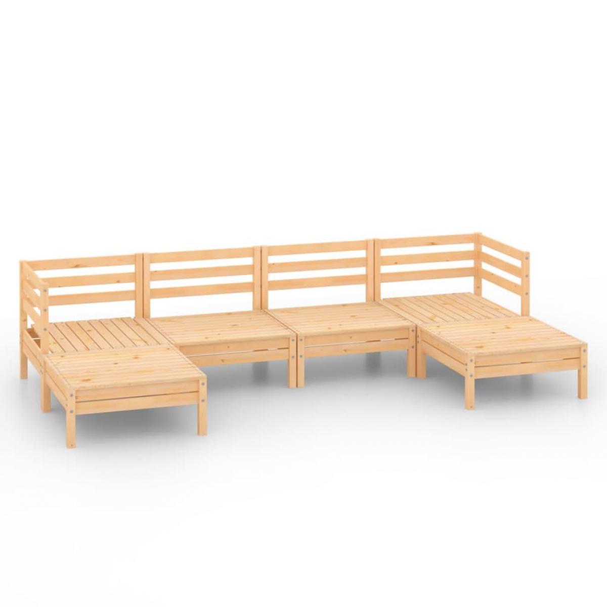 Juego de muebles de jardín 6 piezas madera maciza de pino