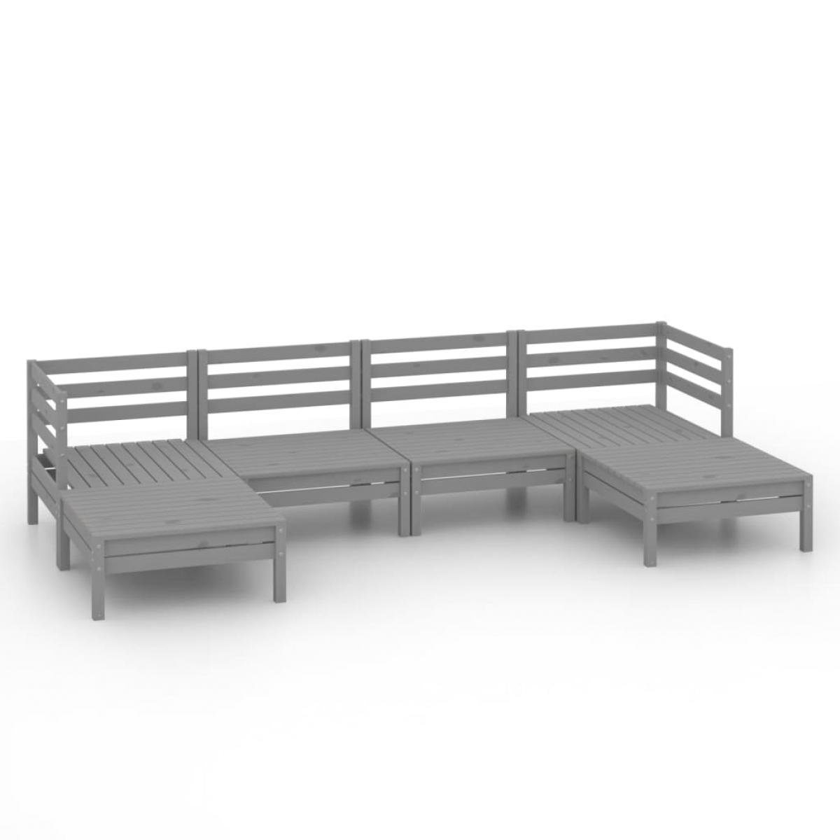 Muebles de jardín 6 piezas gris madera de pino maciza
