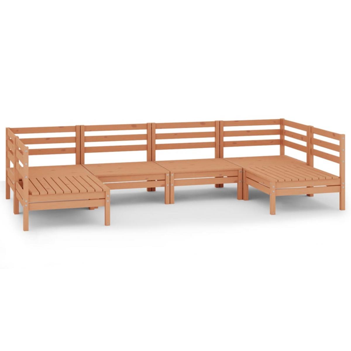 Juego muebles de jardín 6 piezas madera maciza pino marrón miel