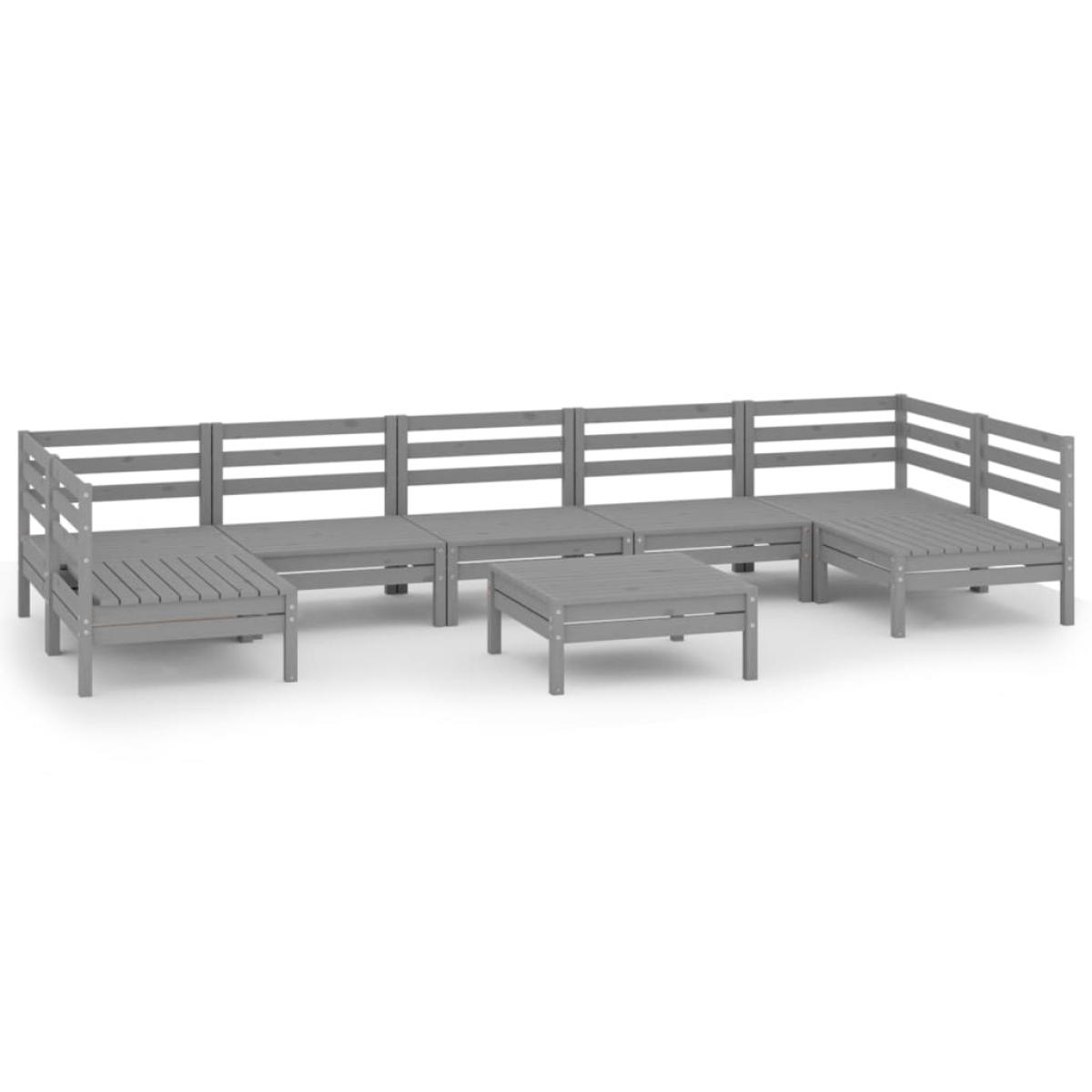 Juego de muebles de jardín 8 piezas madera maciza de pino