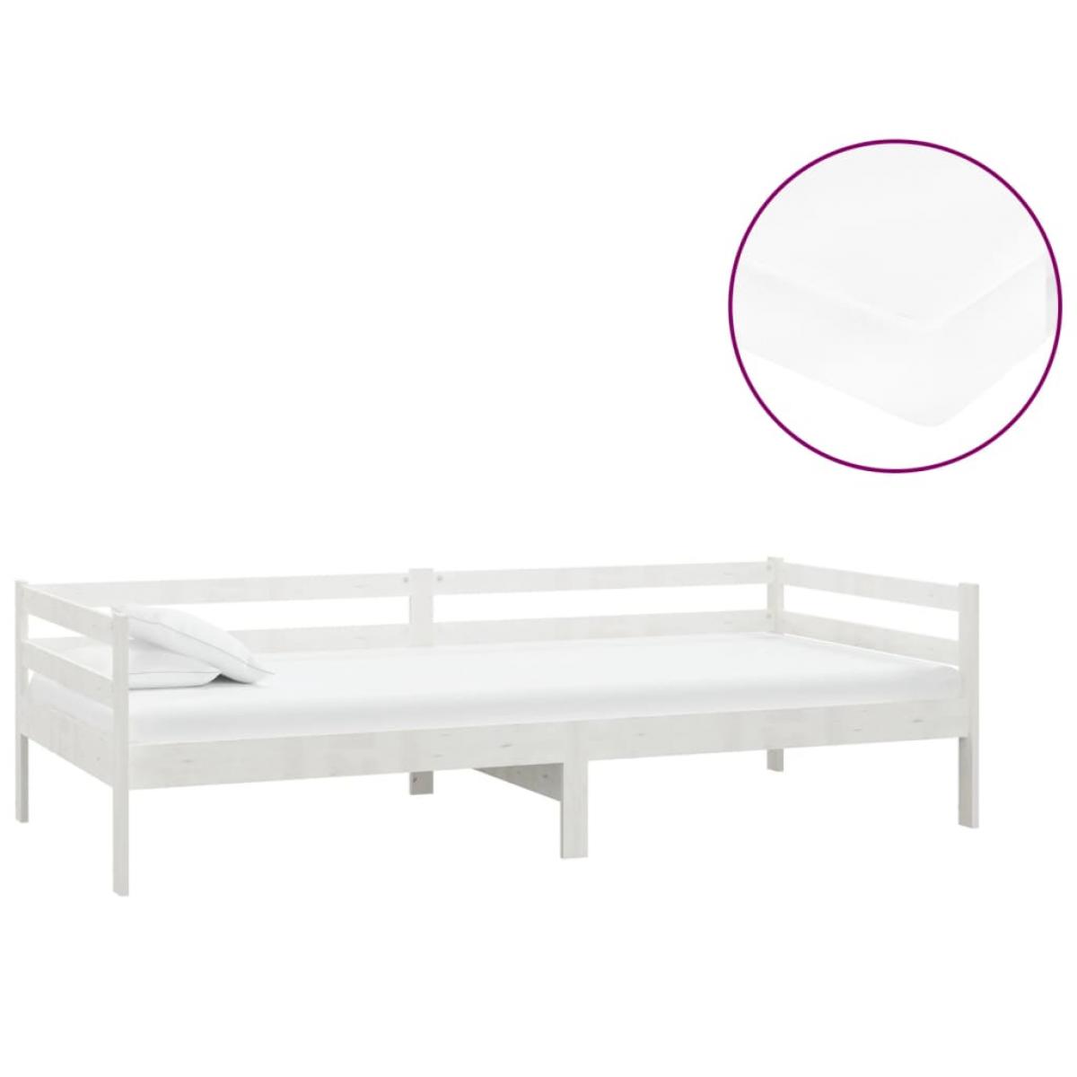 Sofá cama con colchón madera de pino maciza blanco 90x200 cm