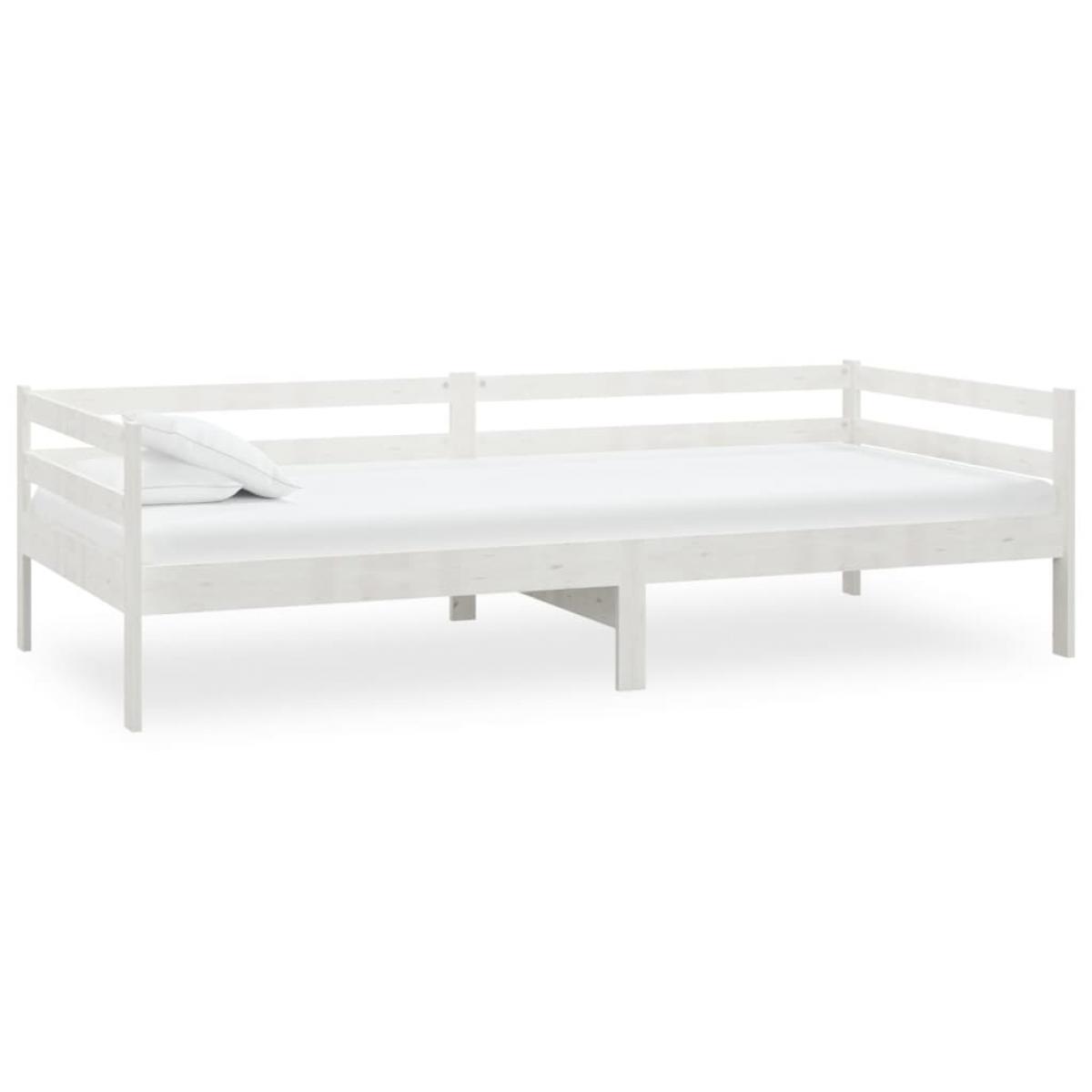 Sofá cama con colchón madera de pino maciza blanco 90x200 cm
