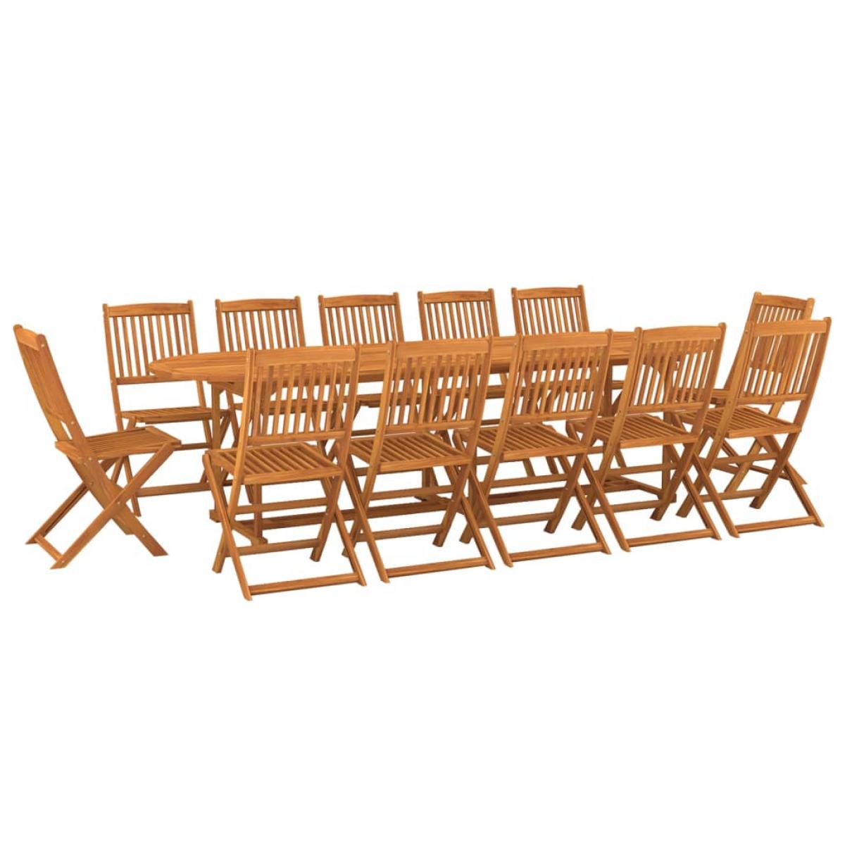 Set comedor de jardín 13piezas madera maciza acacia 280x90x75cm