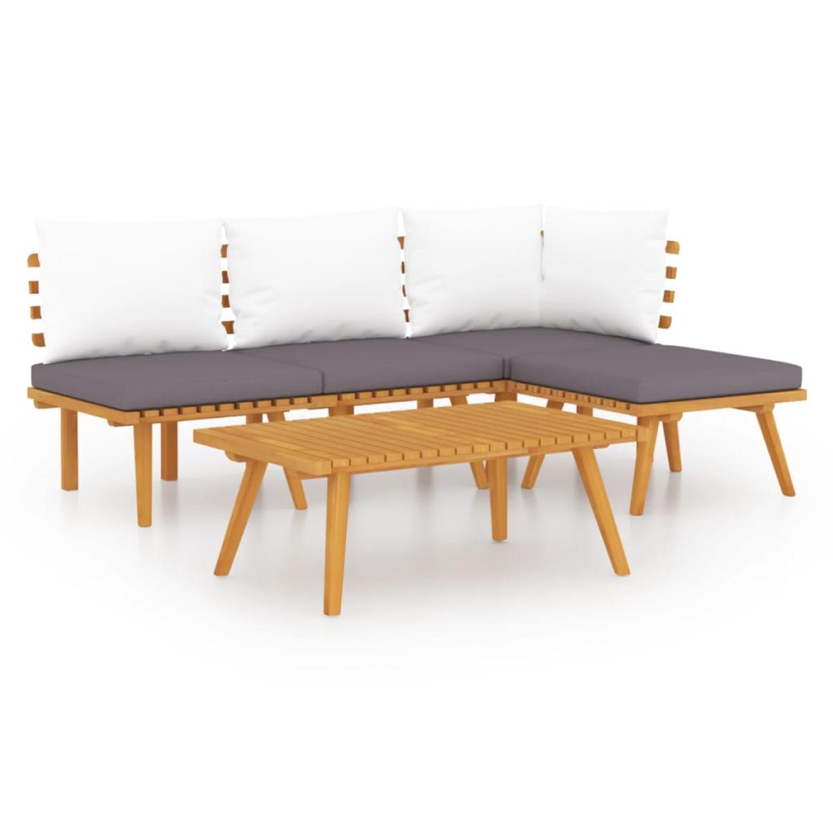 Muebles de jardín 5 piezas con cojines madera maciza de acacia